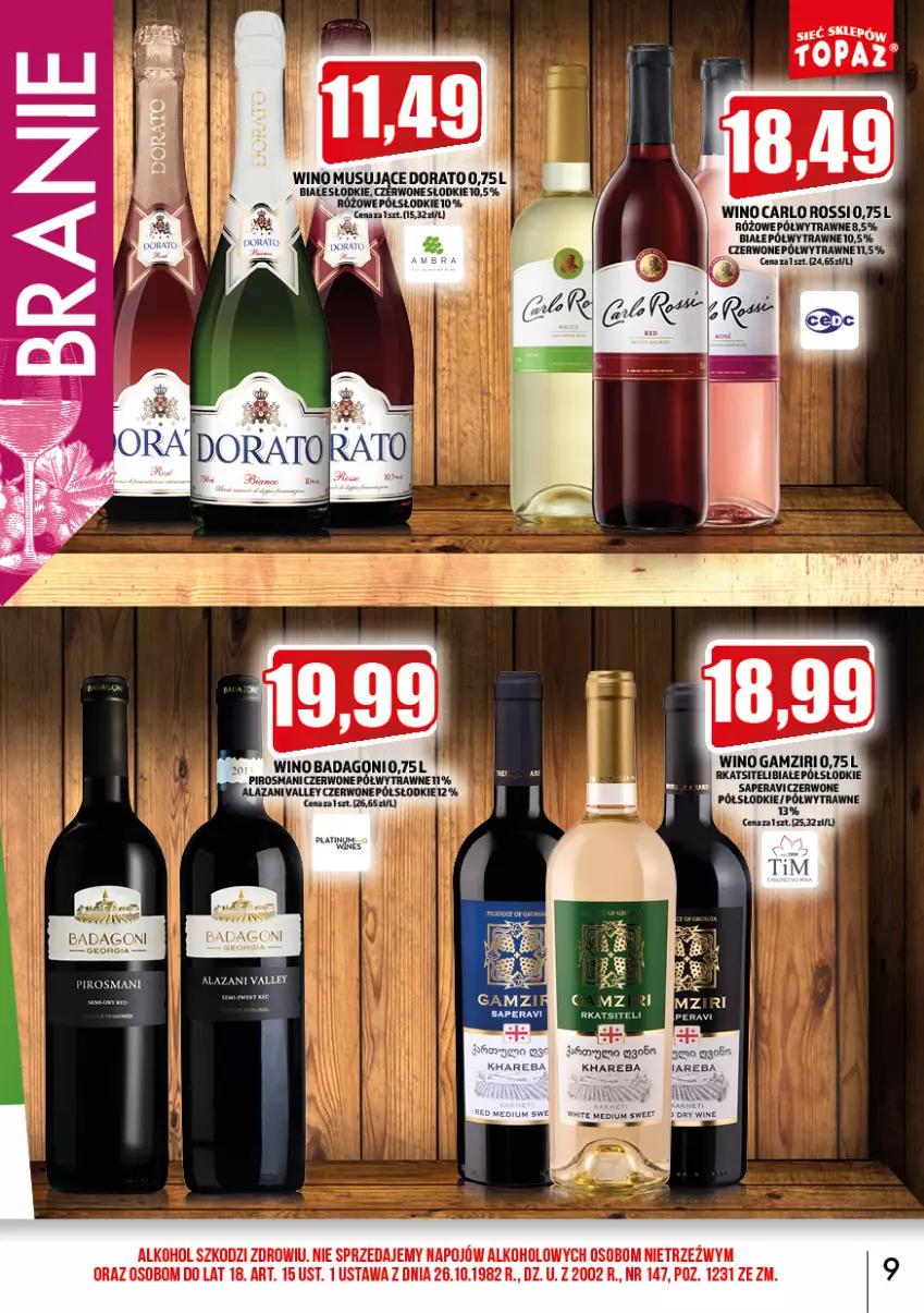 Gazetka promocyjna Topaz - Gazetka - ważna 01.06 do 30.06.2022 - strona 9 - produkty: Mus, Wino, Wino musujące