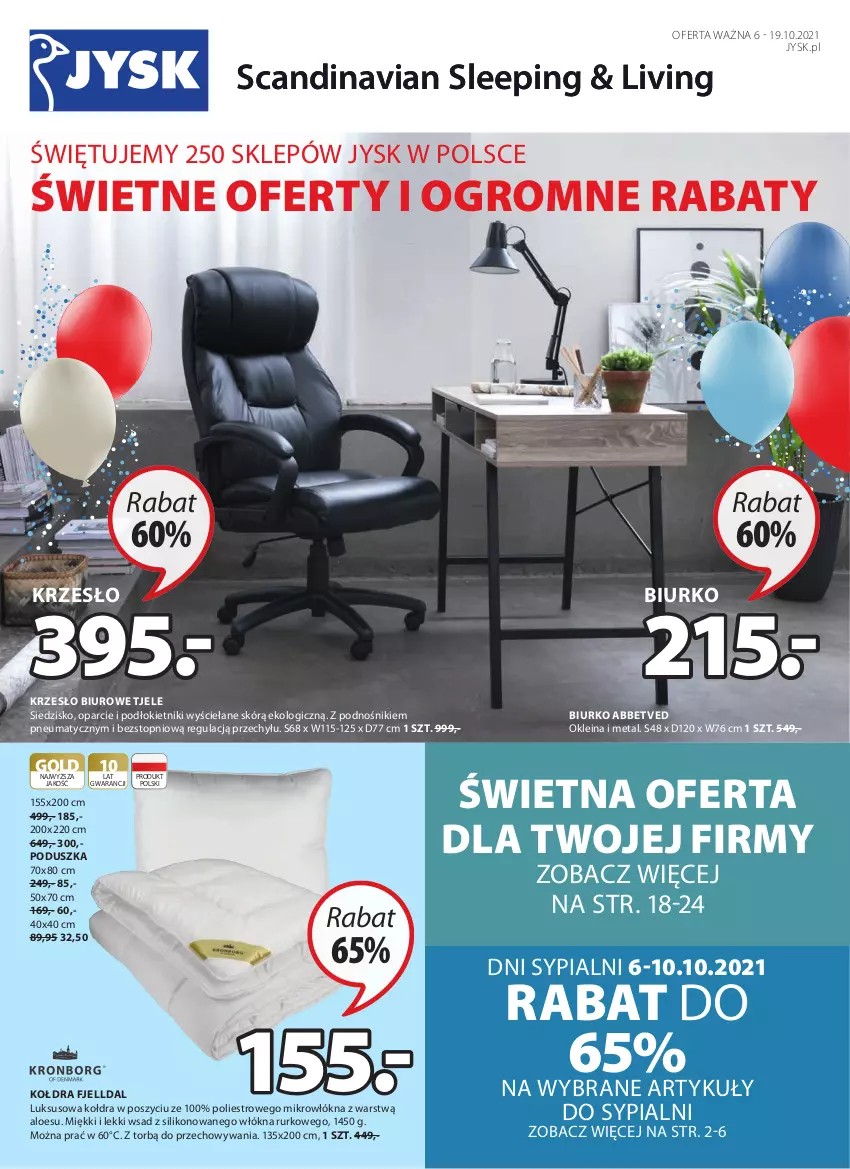 Gazetka promocyjna Jysk - Oferta tygodnia - ważna 06.10 do 19.10.2021 - strona 2 - produkty: Biurko, Biuro, Kołdra, Krzesło, Poduszka, Siedzisko, Top