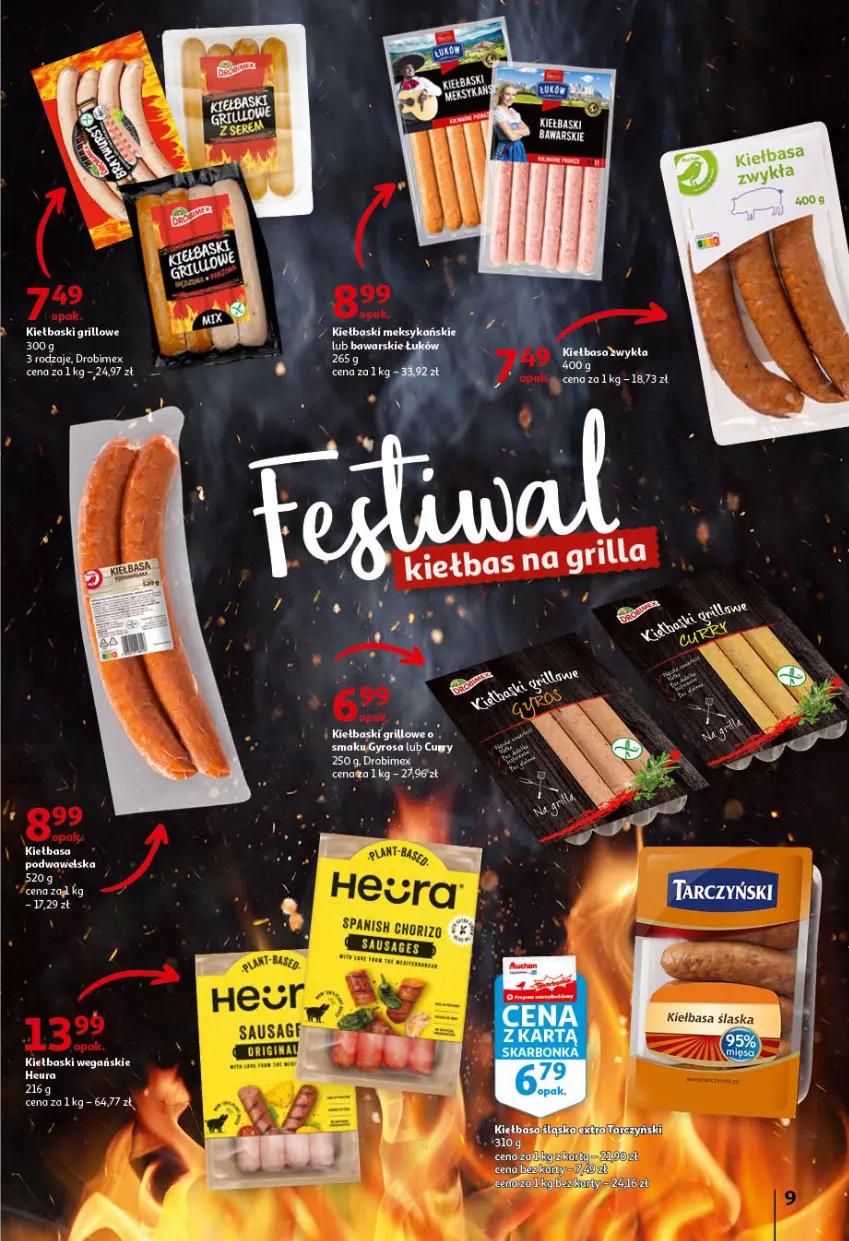 Gazetka promocyjna Auchan - przeNISKIE CENY przeWSPANIAŁE okazje Hipermarkety - ważna 21.04 do 27.04.2022 - strona 9 - produkty: Drobimex, Grill, Gry, Gyros, Kiełbasa, Kiełbasa śląska