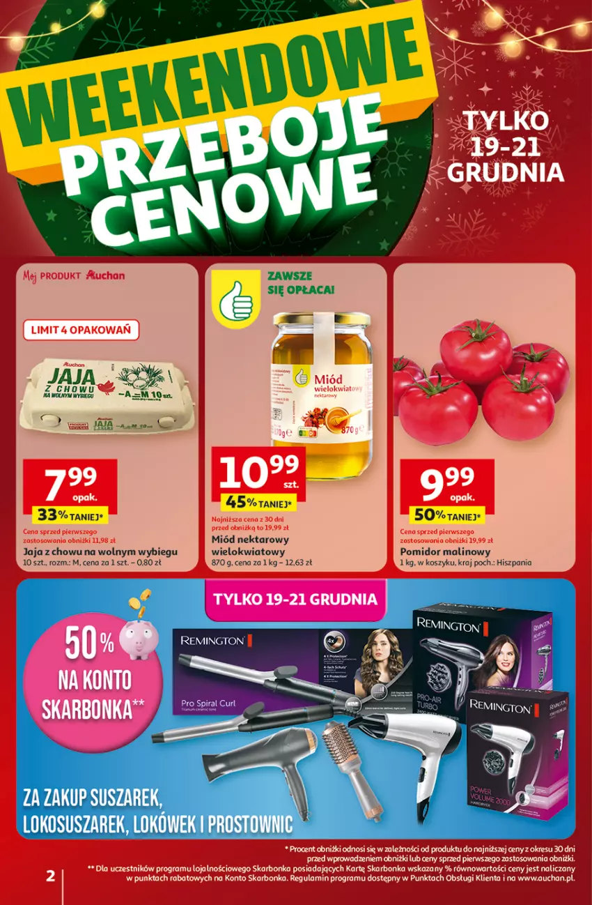 Gazetka promocyjna Auchan - Gazetka Święta jak babcię kocham Hipermarket Auchan - ważna 18.12 do 23.12.2025 - strona 2 - produkty: Jaja, Kosz, Miód, Nektar, Pomidor malinowy