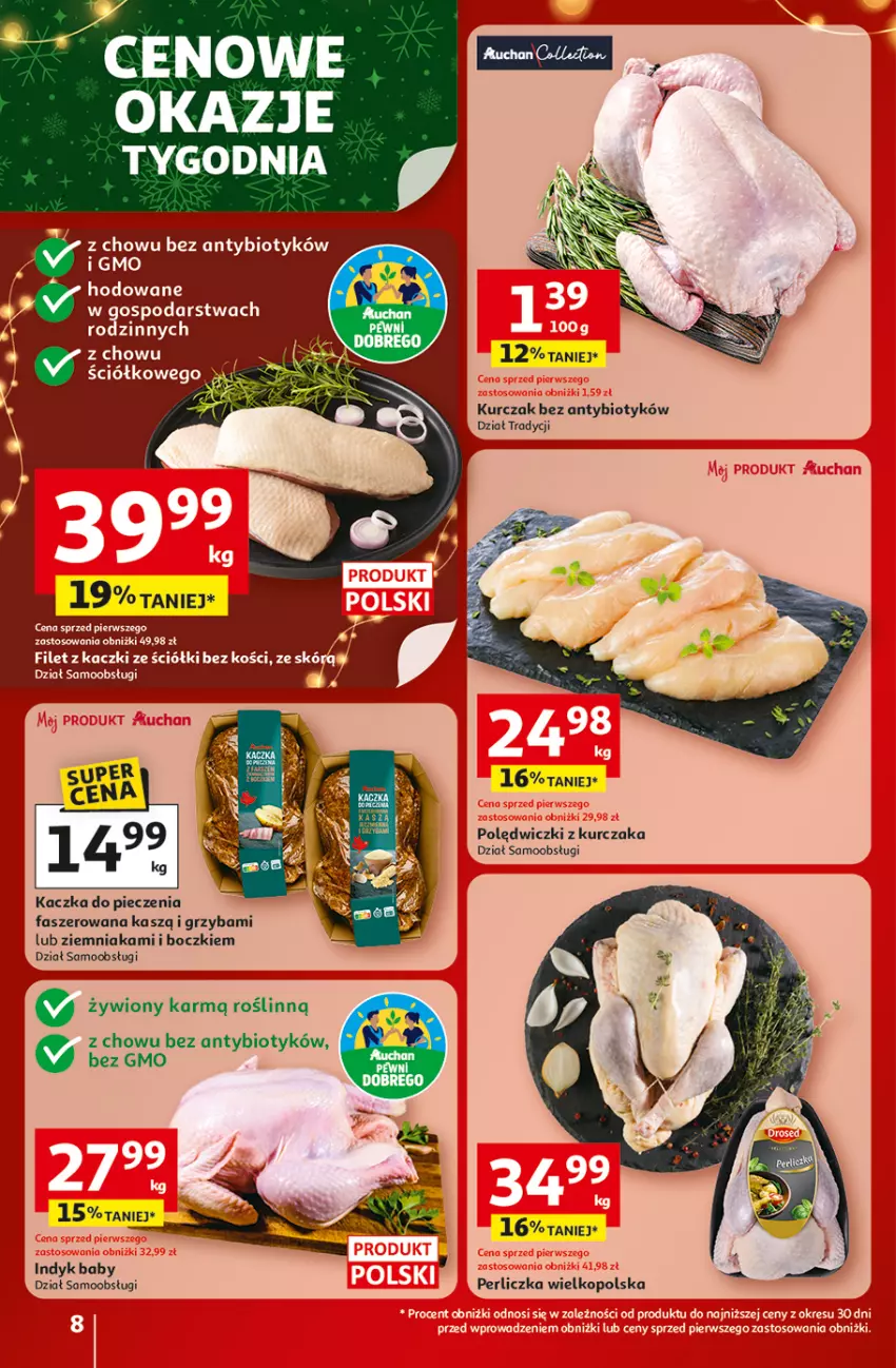 Gazetka promocyjna Auchan - Gazetka Święta jak babcię kocham Hipermarket Auchan - ważna 18.12 do 23.12.2025 - strona 8 - produkty: Fa, Kaczka, Kurczak, Perliczka, Piec, Polędwiczki z kurczaka