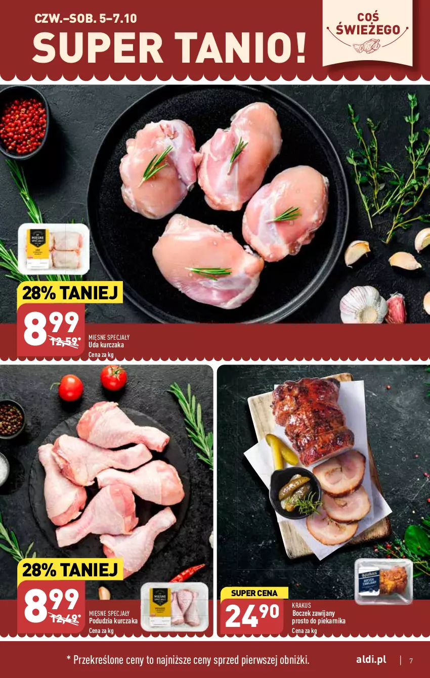 Gazetka promocyjna Aldi - Pełna oferta - ważna 02.10 do 07.10.2023 - strona 7 - produkty: Boczek, Krakus, Kurczak, Mięsne specjały, Piekarnik