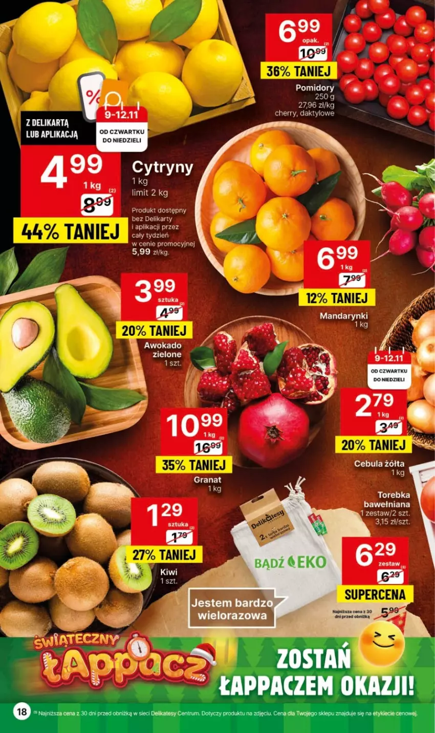 Gazetka promocyjna Delikatesy Centrum - Gazetka DC44 czw-sr - ważna 09.11 do 15.11.2023 - strona 18 - produkty: Cebula, Cytryny, Pomidory, Rum, Torebka