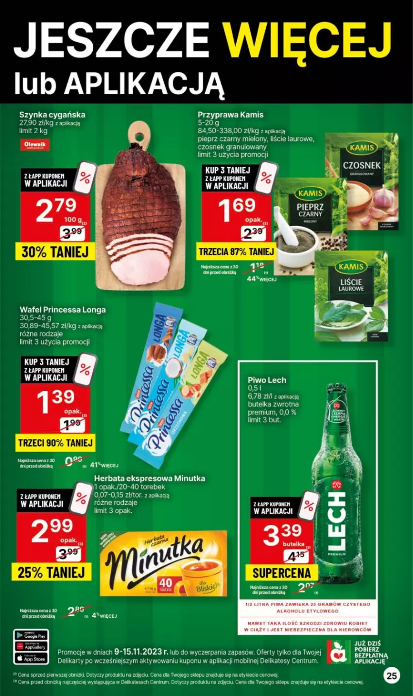 Gazetka promocyjna Delikatesy Centrum - Gazetka DC44 czw-sr - ważna 09.11 do 15.11.2023 - strona 25 - produkty: Czosnek, Czosnek granulowany, Gra, Herbata, Kamis, Laur, Mobil, Piec, Pieprz, Piwa, Piwo, Princessa, Rum, Szynka, Szynka cygańska