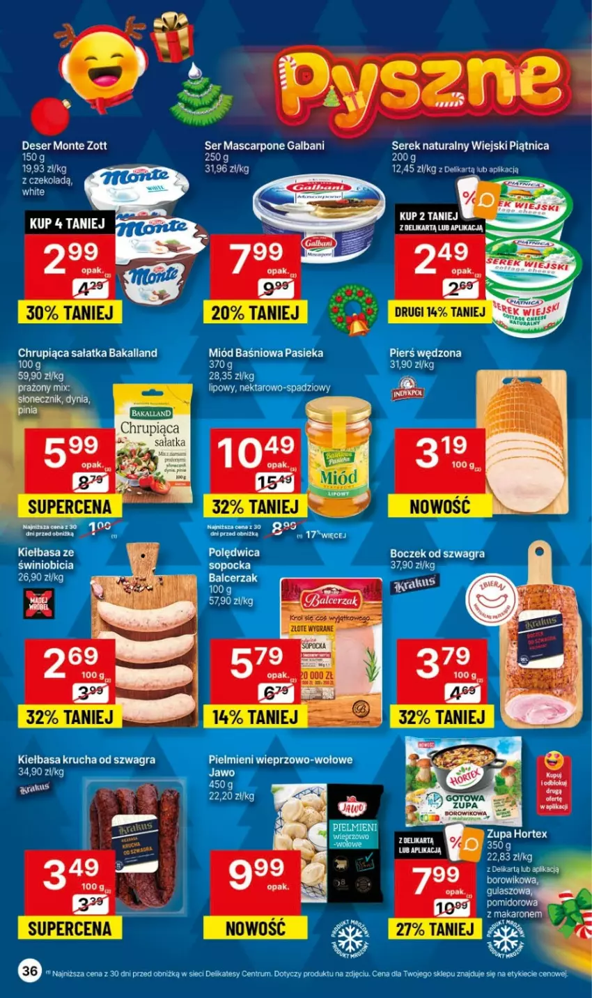 Gazetka promocyjna Delikatesy Centrum - Gazetka DC44 czw-sr - ważna 09.11 do 15.11.2023 - strona 36 - produkty: BIC, Deser, Galbani, Gra, Hortex, Kiełbasa, Kiełbasa krucha, Makaron, Mascarpone, Monte, Piątnica, Rum, Ser, Serek, Serek naturalny, Zott, Zupa