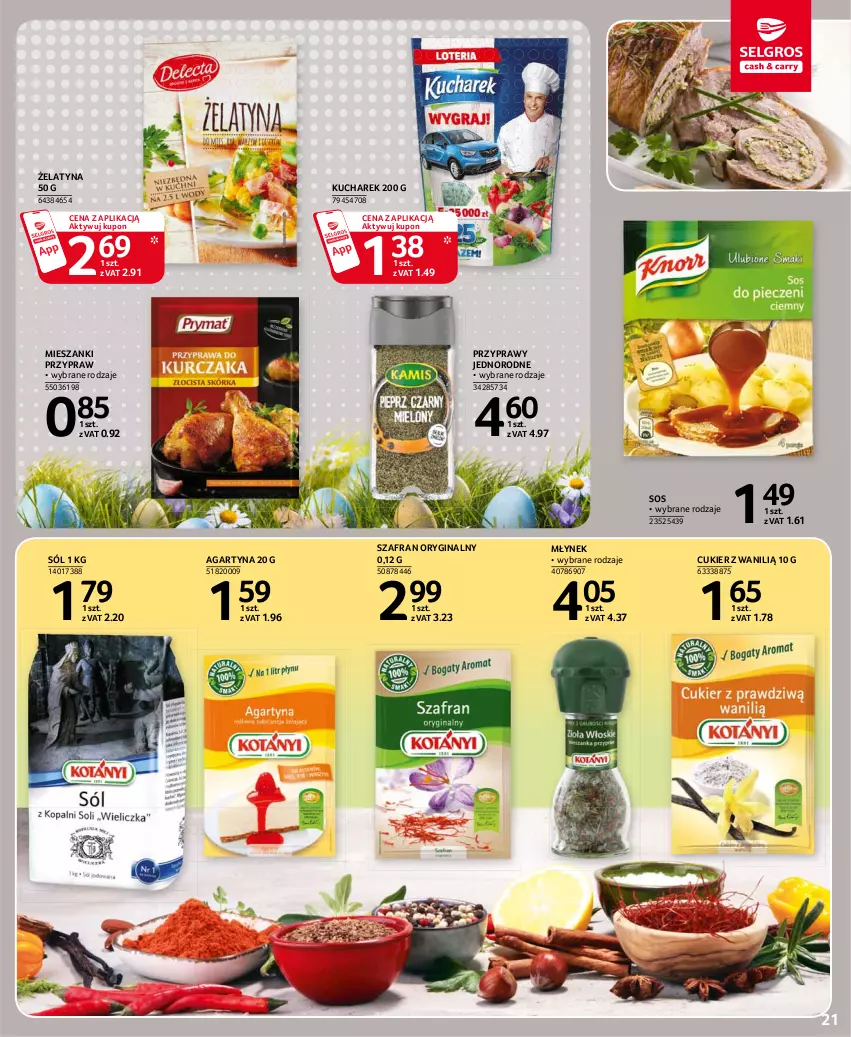 Gazetka promocyjna Selgros - Oferta spożywcza - ważna 25.03 do 05.04.2021 - strona 21 - produkty: Cukier, Gin, Kucharek, Młynek, Przyprawy, Sól, Sos, Szafran