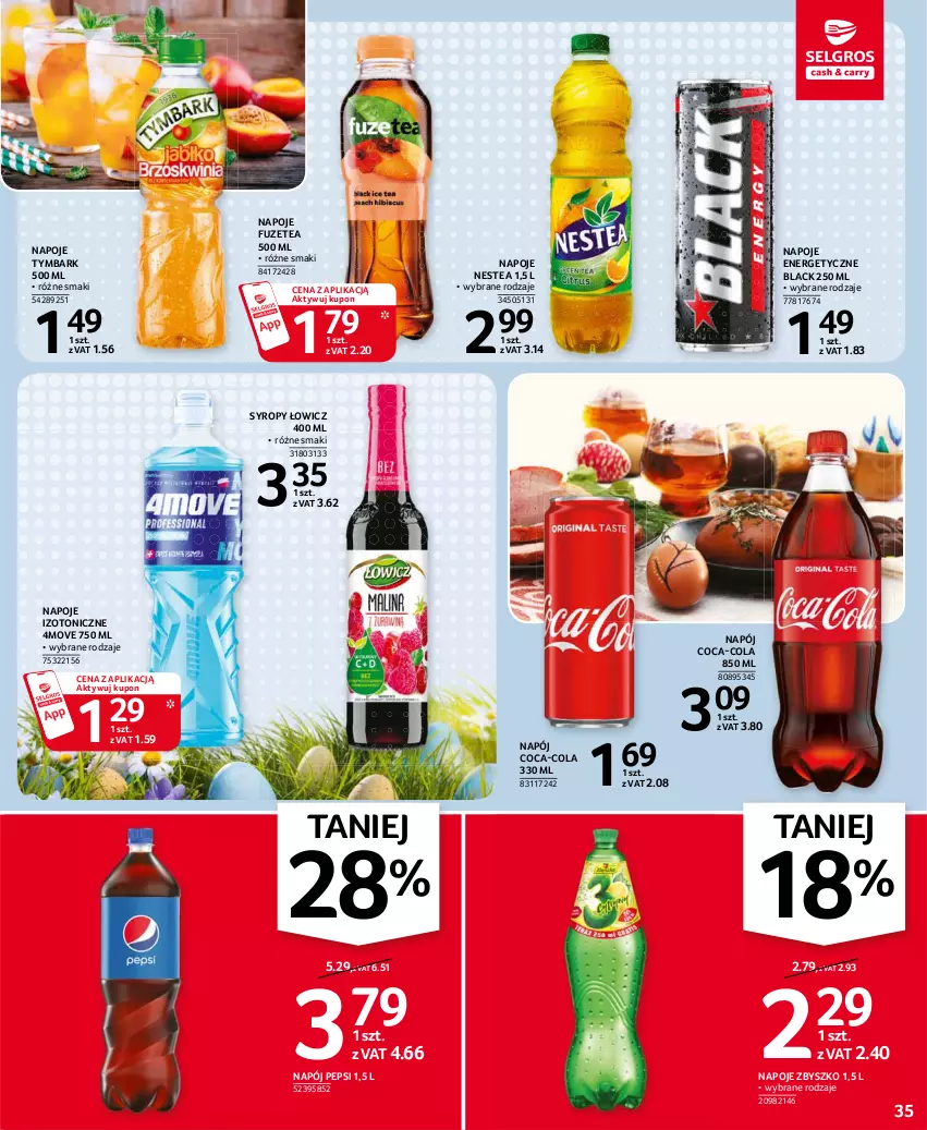 Gazetka promocyjna Selgros - Oferta spożywcza - ważna 25.03 do 05.04.2021 - strona 35 - produkty: Coca-Cola, Lack, Napój, Napoje, Nestea, Pepsi, Syrop, Syropy, Tymbark