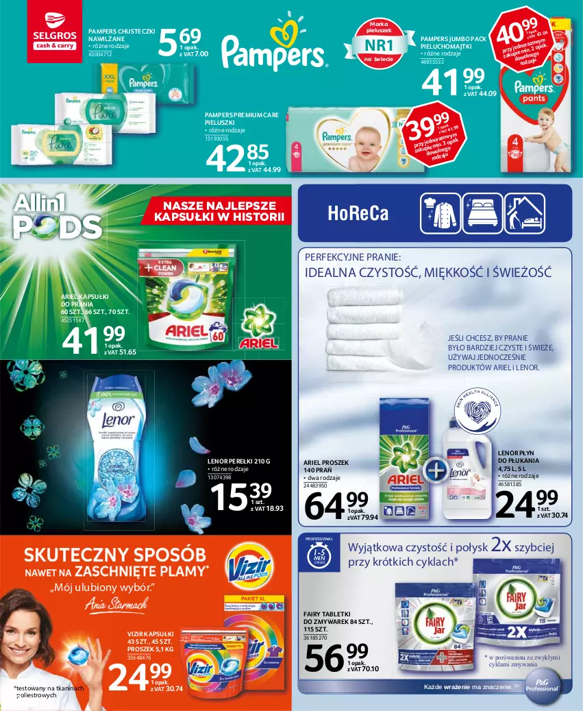 Gazetka promocyjna Selgros - Oferta spożywcza - ważna 25.03 do 05.04.2021 - strona 42 - produkty: Ariel, Chusteczki, Fa, Fairy, Kapsułki do prania, Lenor, Majtki, Pampers, Pieluchomajtki, Płyn do płukania, Por, Tablet, Vizir