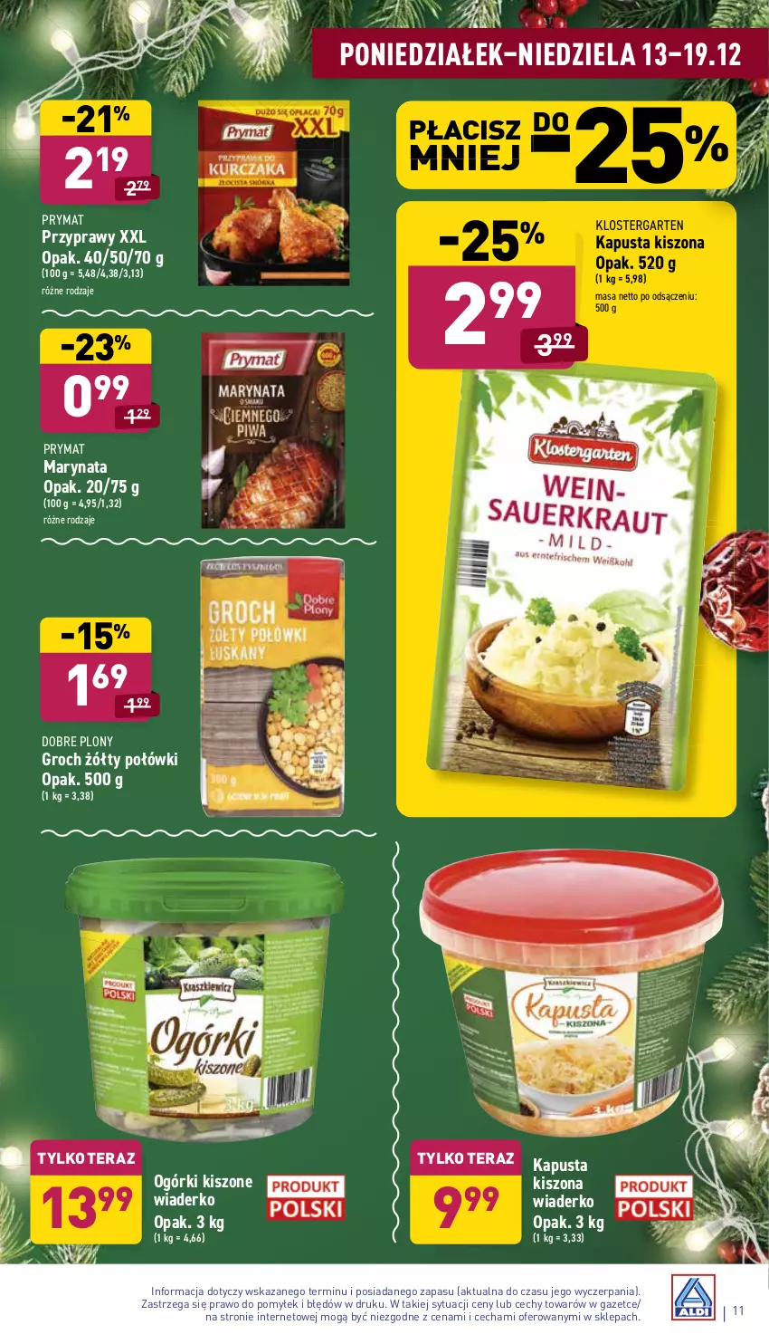 Gazetka promocyjna Aldi - Pełny katalog - ważna 13.12 do 19.12.2021 - strona 11 - produkty: Groch, Klostergarten, Prymat, Przyprawy, Tera