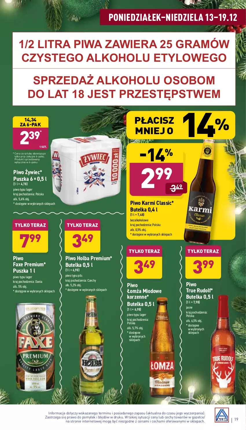 Gazetka promocyjna Aldi - Pełny katalog - ważna 13.12 do 19.12.2021 - strona 19 - produkty: Fa, Gra, Karmi, Piwa, Piwo, Tera