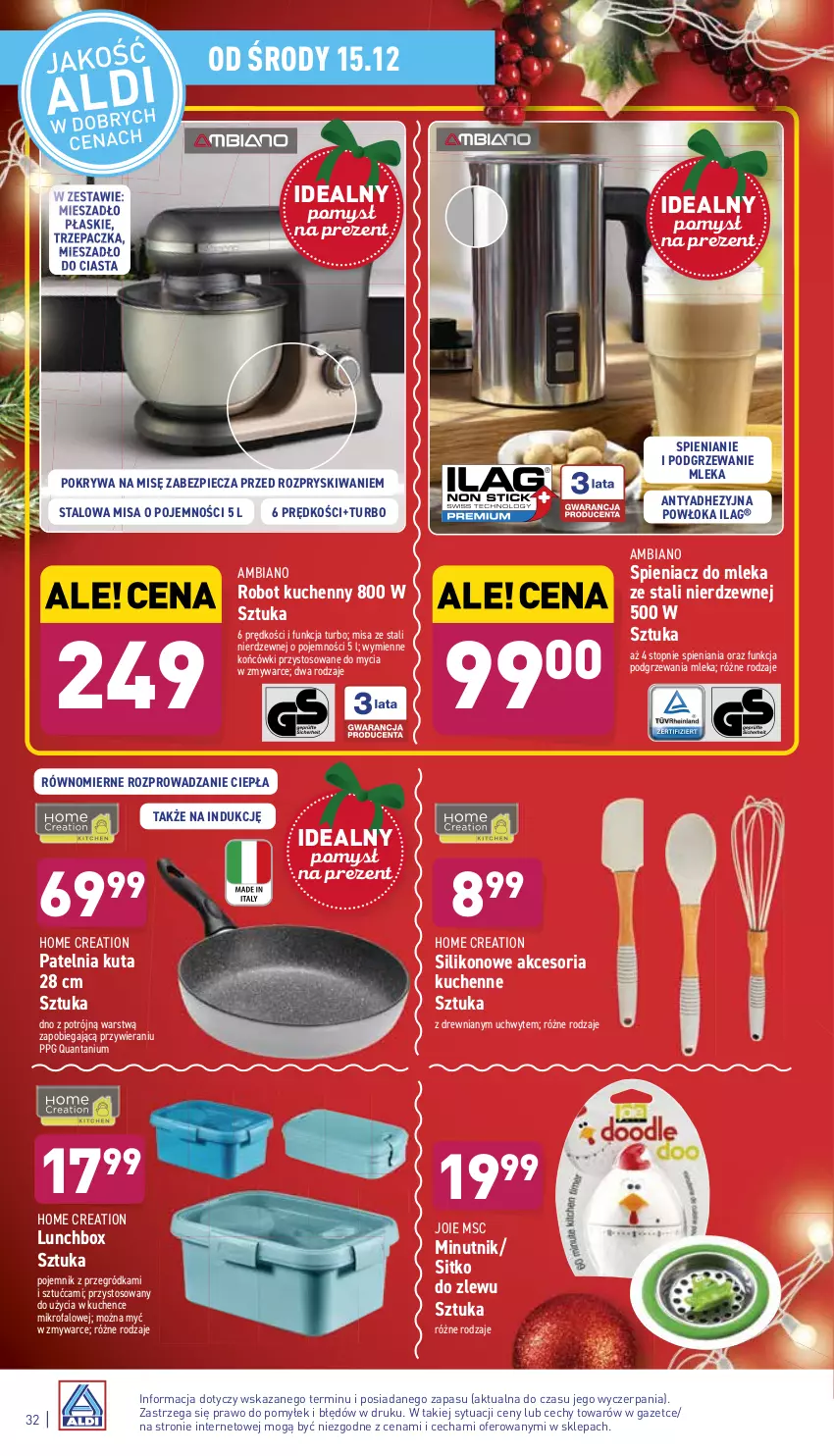 Gazetka promocyjna Aldi - Pełny katalog - ważna 13.12 do 19.12.2021 - strona 32 - produkty: Fa, Mieszadło, Patelnia, Piec, Pojemnik, Pokrywa, Robot, Sitko, Top, Trzepaczka, Zlew