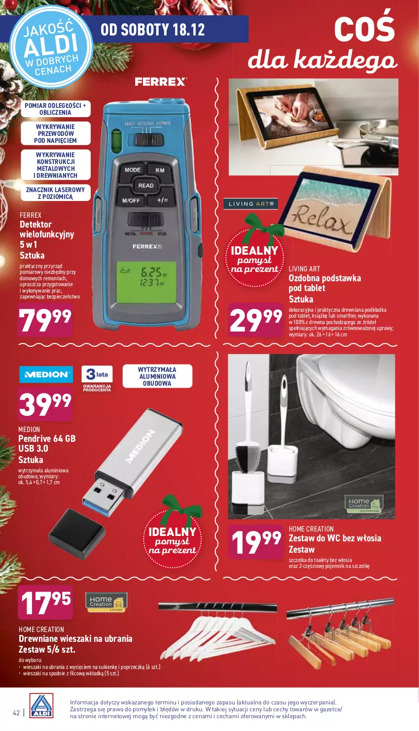 Gazetka promocyjna Aldi - Pełny katalog - ważna 13.12 do 19.12.2021 - strona 42 - produkty: Pendrive, Piec, Podkład, Podkładka, Pojemnik, Ser, Smartfon, Spodnie, Szczotka, Tablet, Ubrania, Wieszak, Zestaw do wc