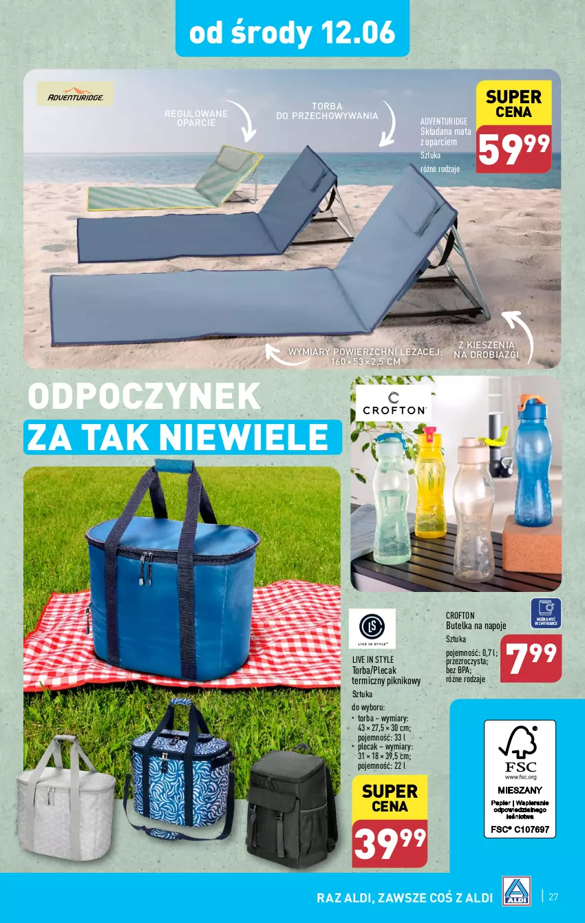 Gazetka promocyjna Aldi - Pełna oferta - ważna 10.06 do 15.06.2024 - strona 27 - produkty: Napoje, Plecak, Torba