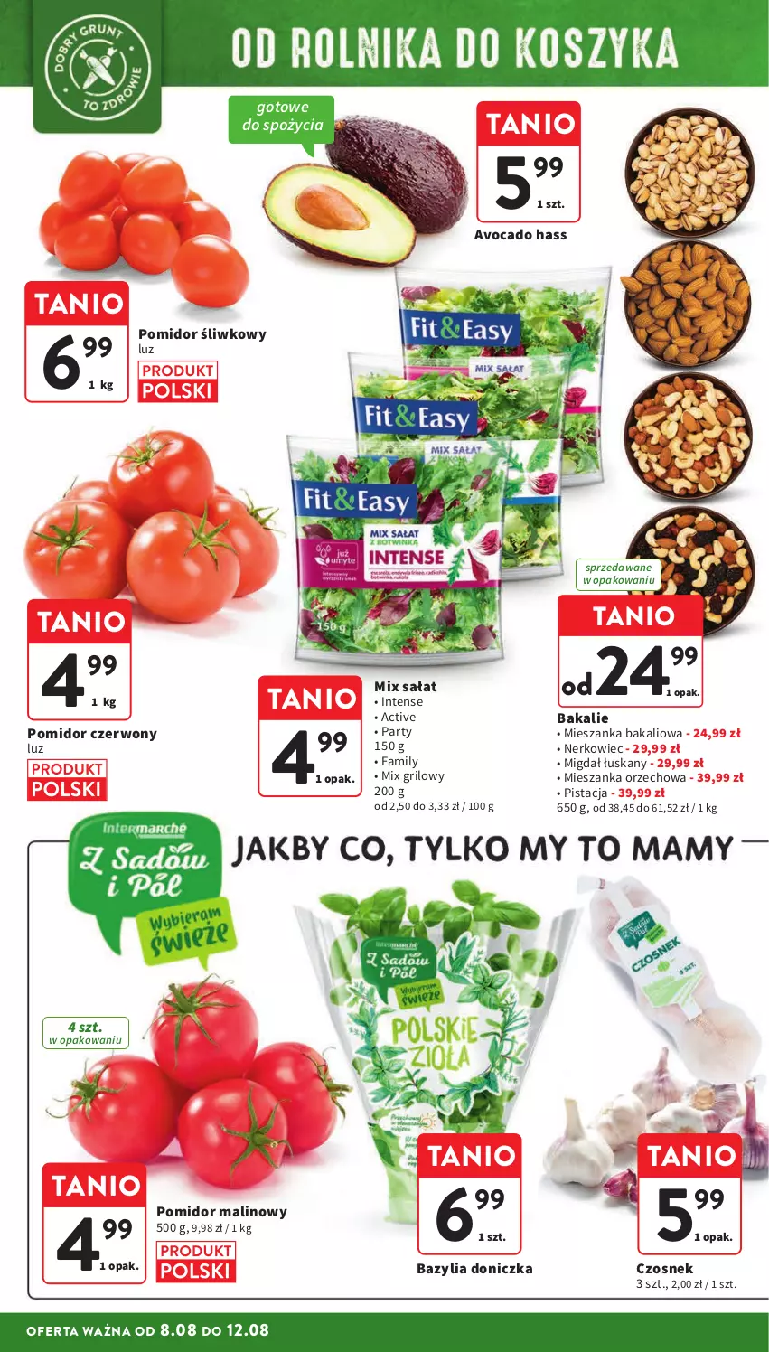 Gazetka promocyjna Intermarche - Gazetka Intermarche - ważna 08.08 do 12.08.2024 - strona 10 - produkty: Avocado, Bazyl, Bazylia, Czosnek, Fa, Mieszanka bakaliowa, Mieszanka orzechowa, Pomidor malinowy, Sałat