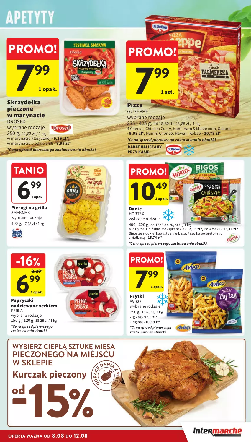 Gazetka promocyjna Intermarche - Gazetka Intermarche - ważna 08.08 do 12.08.2024 - strona 17 - produkty: Bigos, Fa, Frytki, Gin, Grill, Gyros, Hortex, Kebab, Kurczak, Mus, Papryczki nadziewane, Piec, Pierogi, Pizza, Salami, Ser, Skrzydełka pieczone