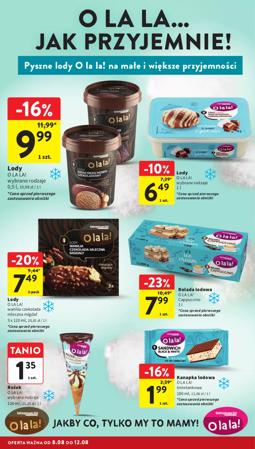 Gazetka promocyjna Intermarche - Gazetka Intermarche - ważna 08.08 do 12.08.2024 - strona 20 - produkty: Cappuccino, Czekolada, Czekolada mleczna, Lody, Rolada