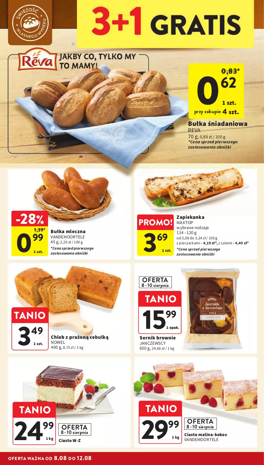 Gazetka promocyjna Intermarche - Gazetka Intermarche - ważna 08.08 do 12.08.2024 - strona 22 - produkty: Brownie, Bułka, Chleb, Danio, Kokos, Piec, Pieczarka, Salami, Ser, Top, Zapiekanka