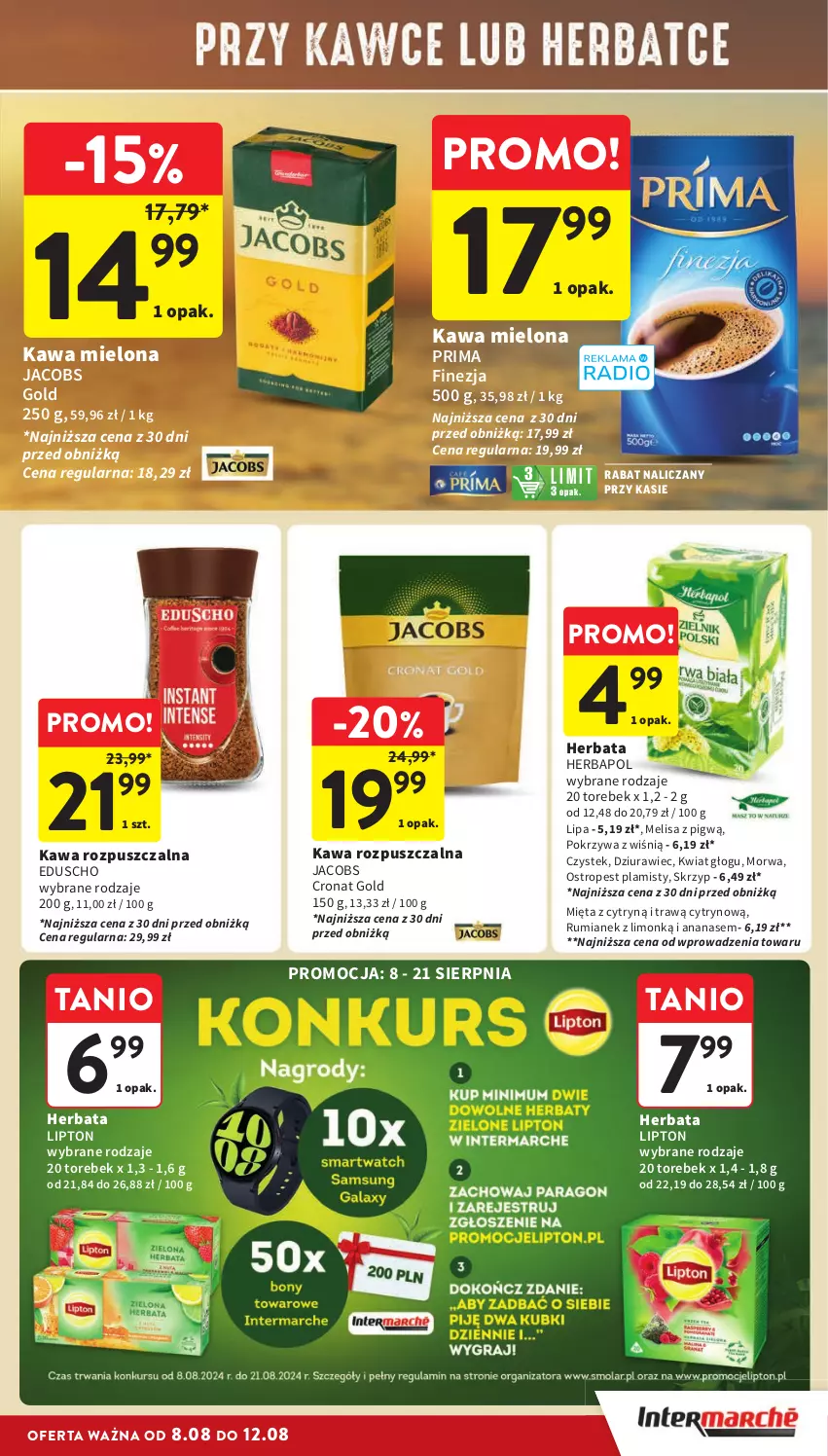 Gazetka promocyjna Intermarche - Gazetka Intermarche - ważna 08.08 do 12.08.2024 - strona 23 - produkty: Ananas, Herbapol, Herbata, Jacobs, Kawa, Kawa mielona, Kawa rozpuszczalna, Lipton, Mięta, Ostropes, Prima, Rum, Stek