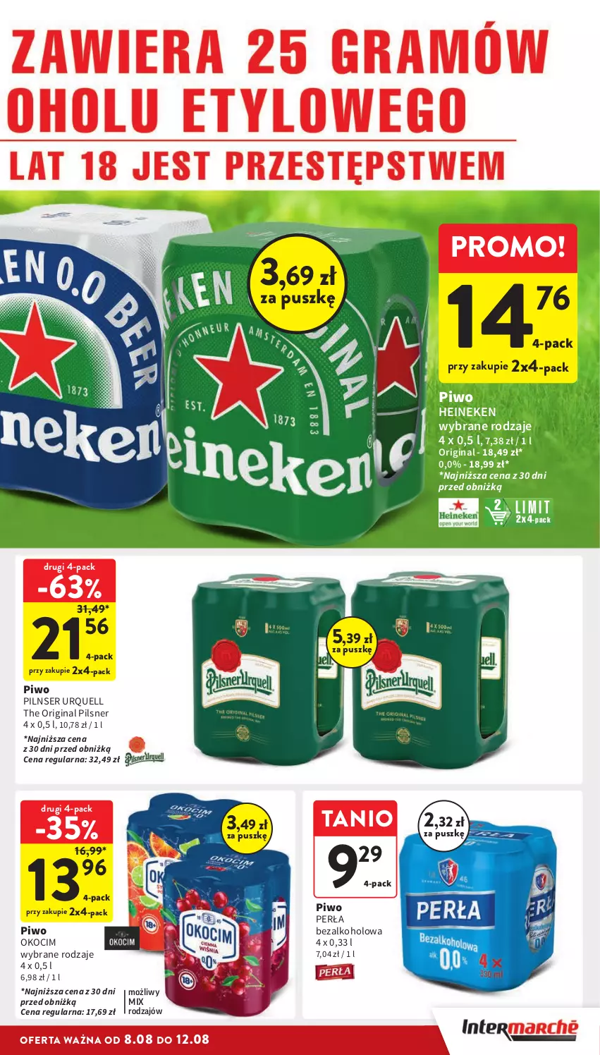 Gazetka promocyjna Intermarche - Gazetka Intermarche - ważna 08.08 do 12.08.2024 - strona 31 - produkty: Gin, Heineken, Koc, Okocim, Perła, Piwo, Ser