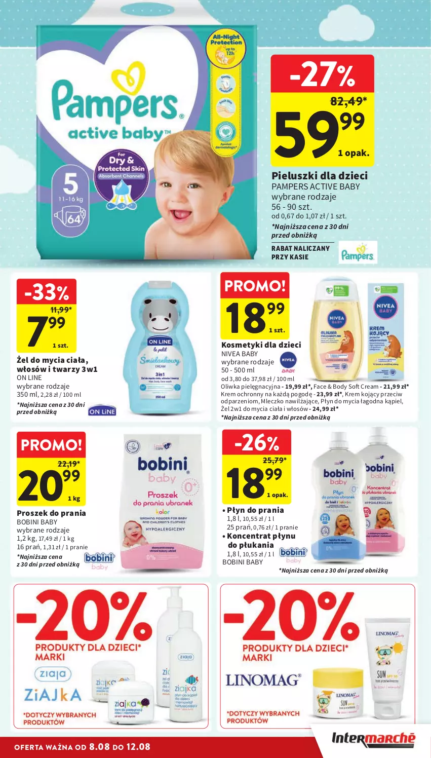 Gazetka promocyjna Intermarche - Gazetka Intermarche - ważna 08.08 do 12.08.2024 - strona 35 - produkty: Body, Dzieci, Fa, Kosmetyki dla dzieci, Mleczko, Nivea, Nivea Baby, Pampers, Płyn do mycia, Płyn do prania, Proszek do prania