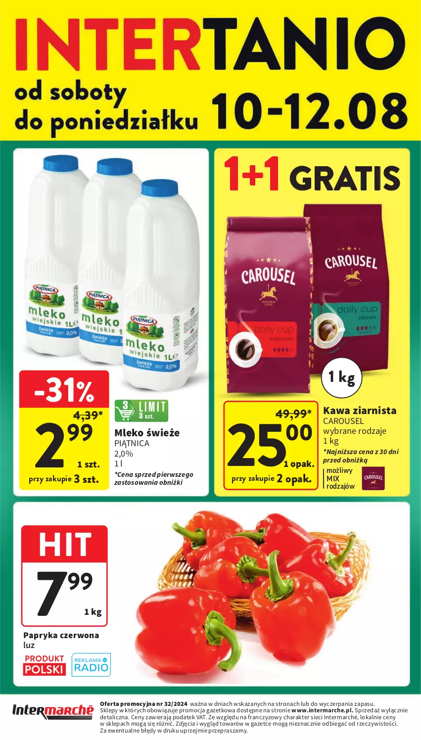 Gazetka promocyjna Intermarche - Gazetka Intermarche - ważna 08.08 do 12.08.2024 - strona 40 - produkty: Gra, Kawa, Mleko, Papryka, Papryka czerwona, Piątnica