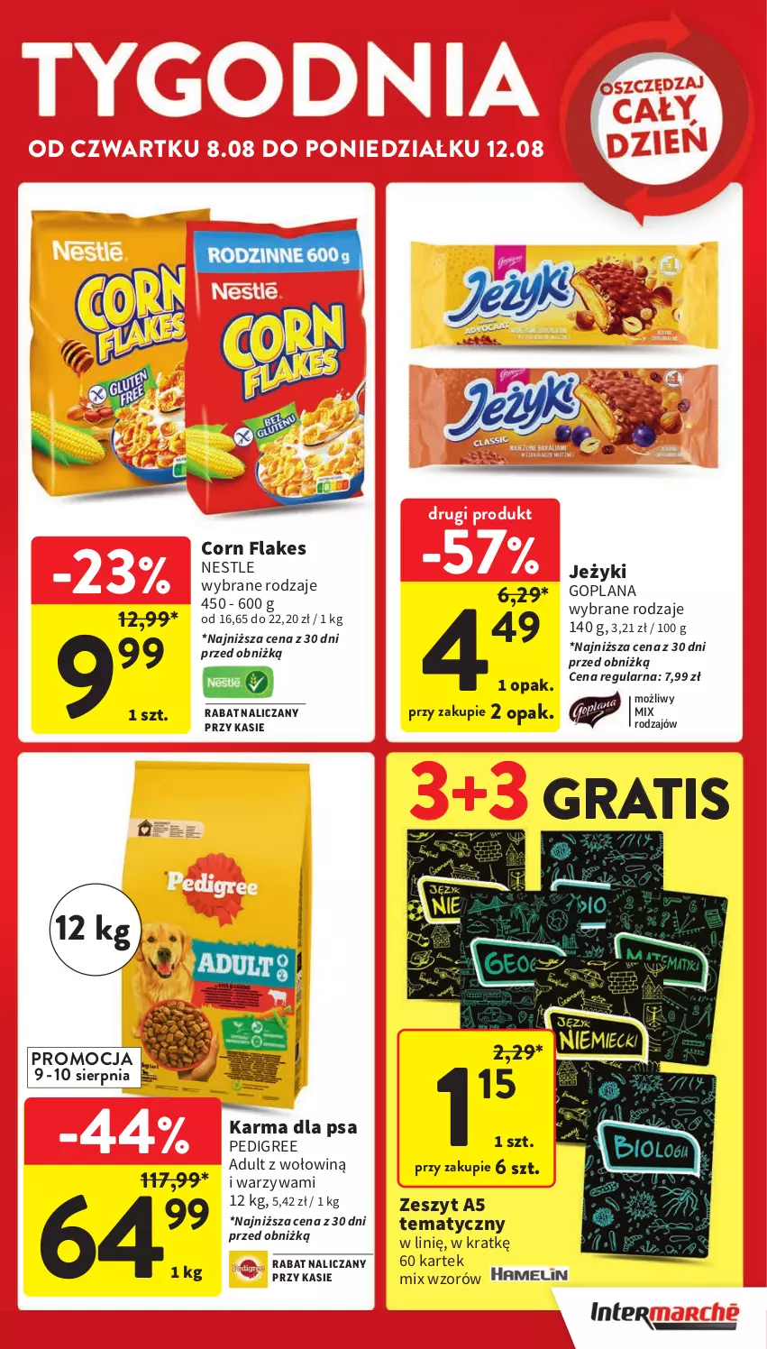 Gazetka promocyjna Intermarche - Gazetka Intermarche - ważna 08.08 do 12.08.2024 - strona 5 - produkty: Corn flakes, Goplana, Gra, Jeżyki, LANA, Pedigree, Warzywa