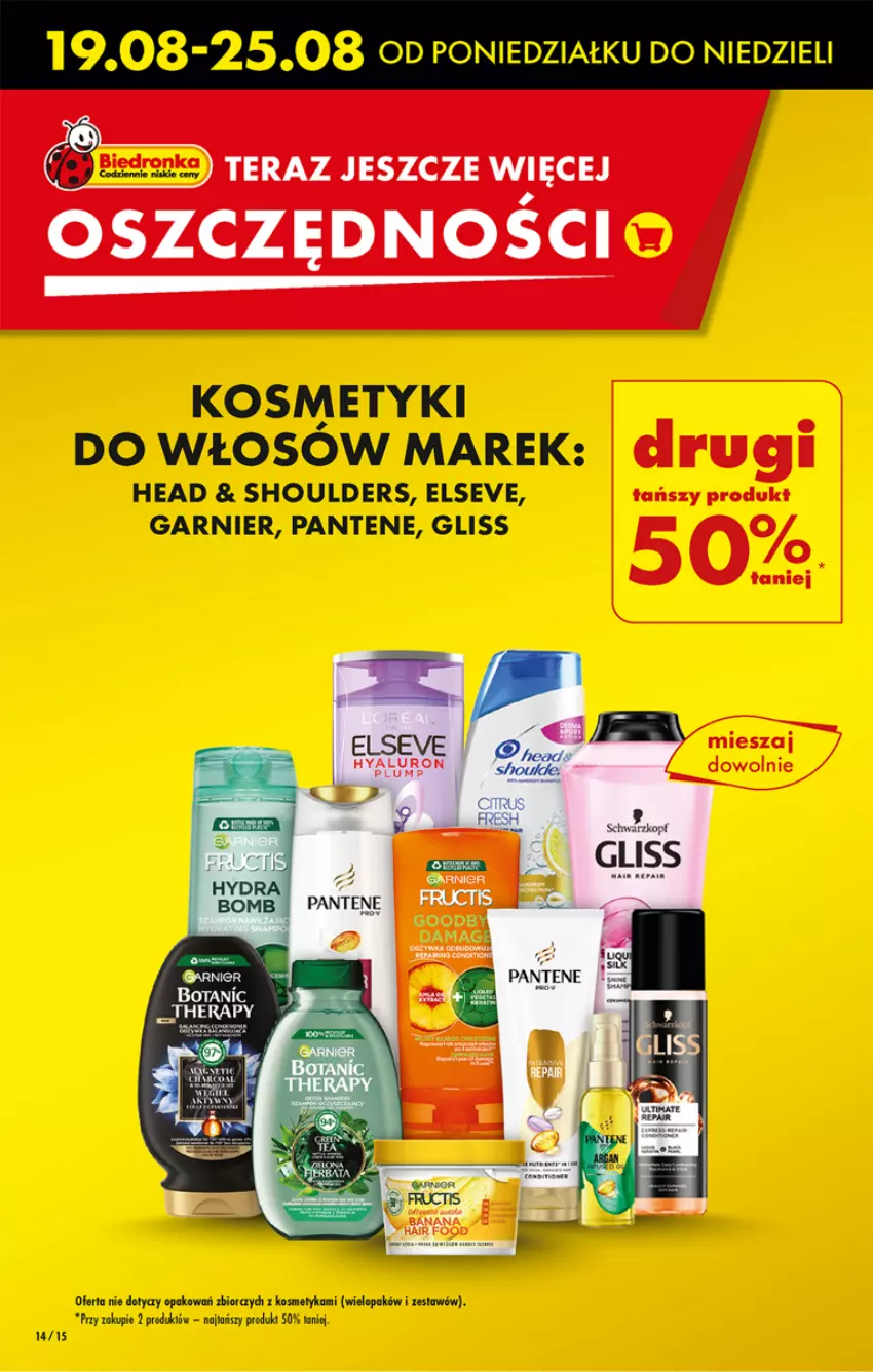 Gazetka promocyjna Biedronka - Od poniedzialku - ważna 19.08 do 24.08.2024 - strona 14 - produkty: Elseve, Garnier, Pantene, Tera