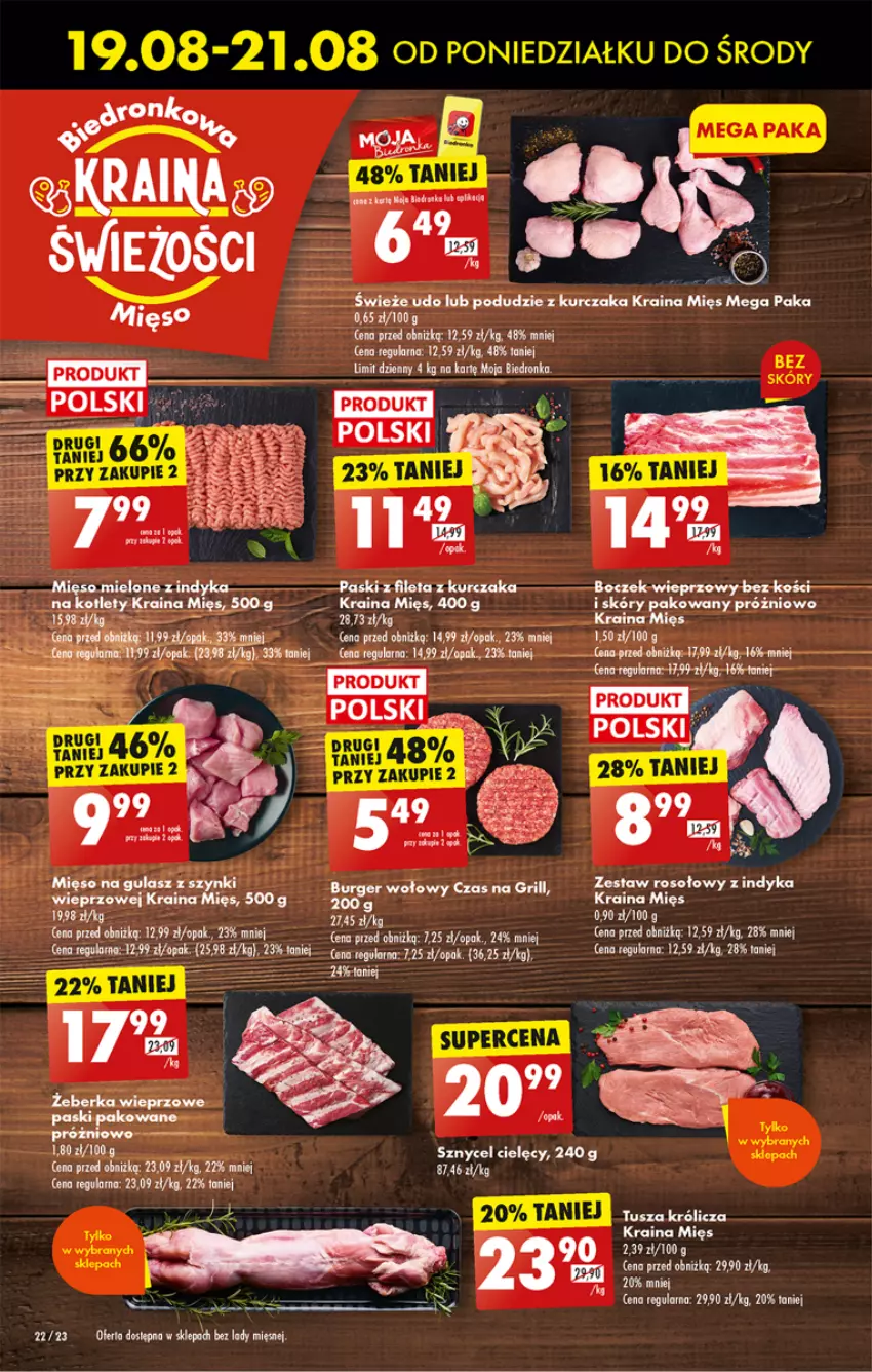 Gazetka promocyjna Biedronka - Od poniedzialku - ważna 19.08 do 24.08.2024 - strona 28 - produkty: Boczek, Boczek wieprzowy, Grill, Kotlet, Kurczak, LG, Mięso, Mięso mielone, Podudzie z kurczaka, Tusz