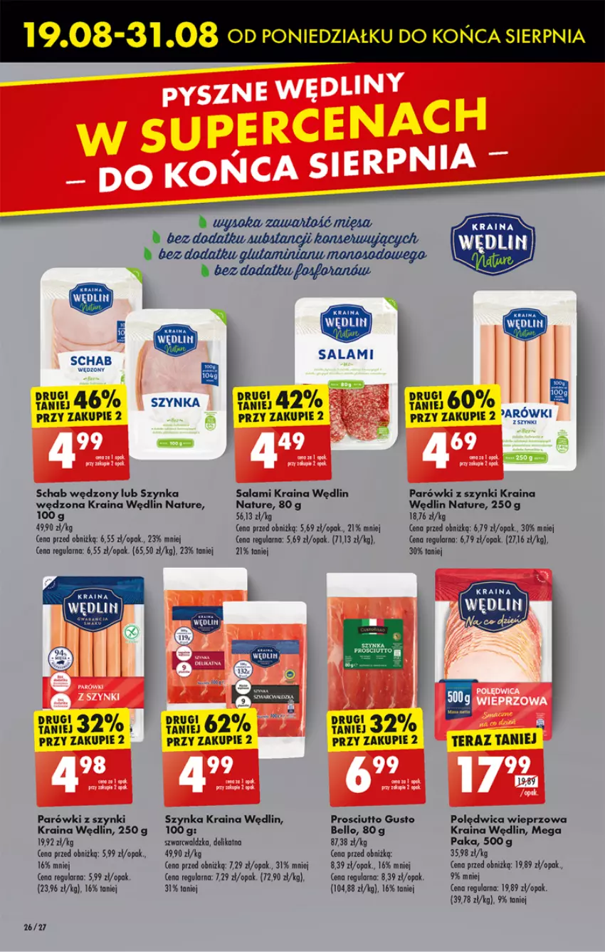 Gazetka promocyjna Biedronka - Od poniedzialku - ważna 19.08 do 24.08.2024 - strona 32 - produkty: Bell, Parówki, Parówki z szynki, Polędwica, Prosciutto, Salami, Szynka, Tera