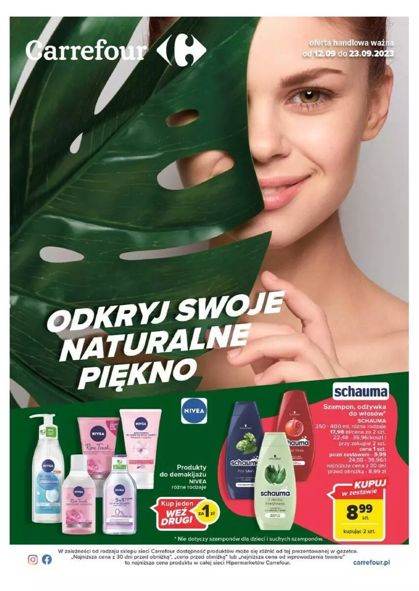 Gazetka promocyjna Carrefour - ważna 12.09 do 23.09.2023 - strona 1 - produkty: Kosz, Makijaż, Odżywka, Szampon