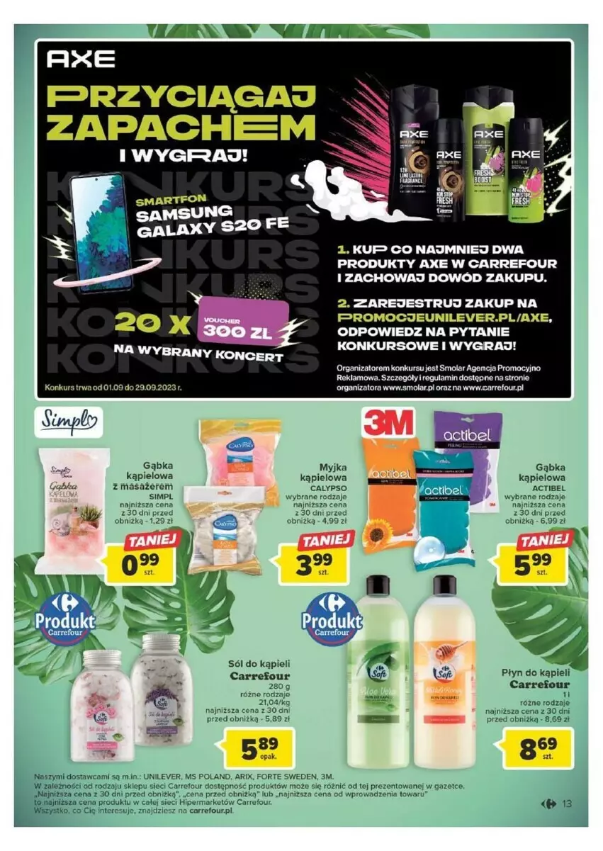 Gazetka promocyjna Carrefour - ważna 12.09 do 23.09.2023 - strona 5 - produkty: Gala, Gra, Masażer, Mola, Płyn do kąpieli, Smartfon, Sól, Sól do kąpieli