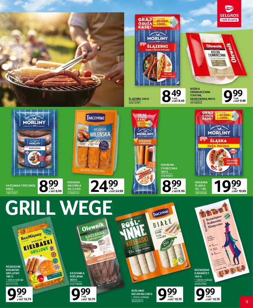 Gazetka promocyjna Selgros - Katalog Grill - ważna 20.04 do 02.05.2023 - strona 9 - produkty: Grill, Kabanos, Kasza, Kaszanka, Kiełbasa, Kiełbasa śląska, Kurczak, Roślinne kiełbaski