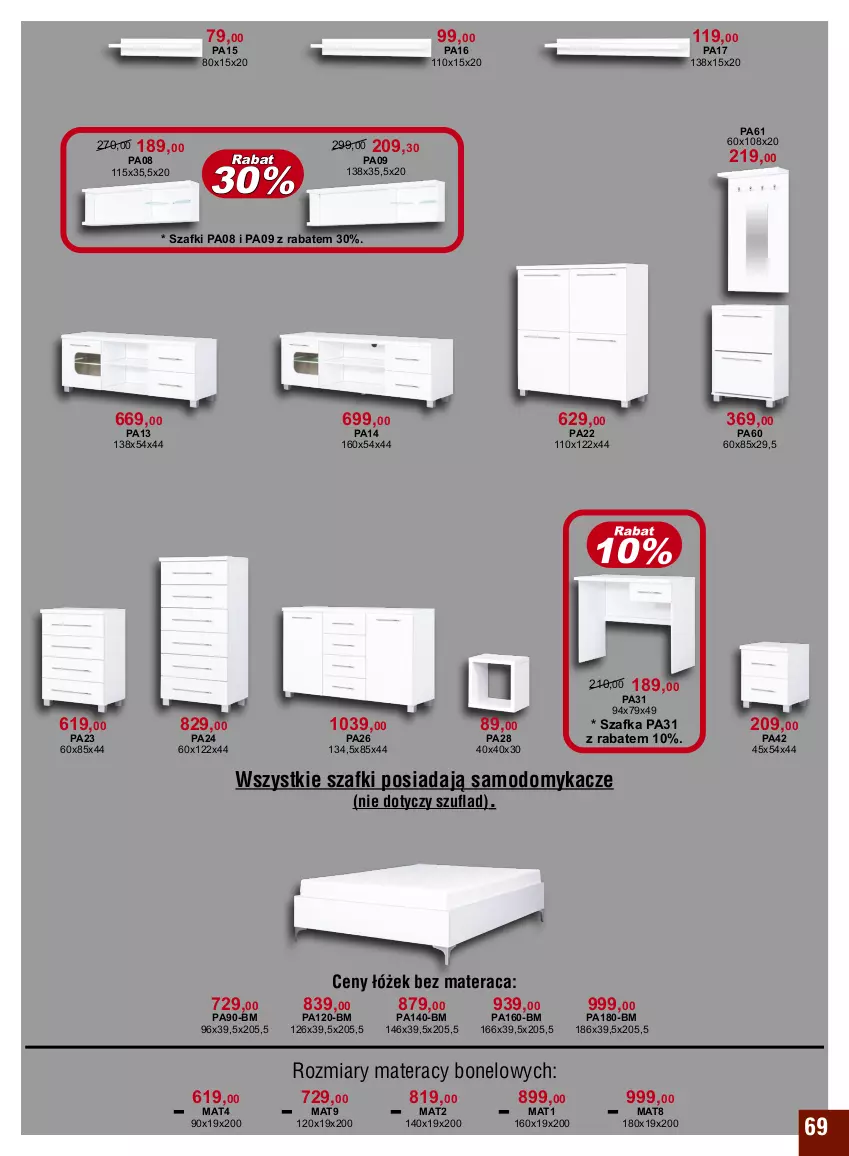 Gazetka promocyjna Bodzio - ważna 01.07 do 30.09.2022 - strona 69 - produkty: Materac, Szafka, Tera