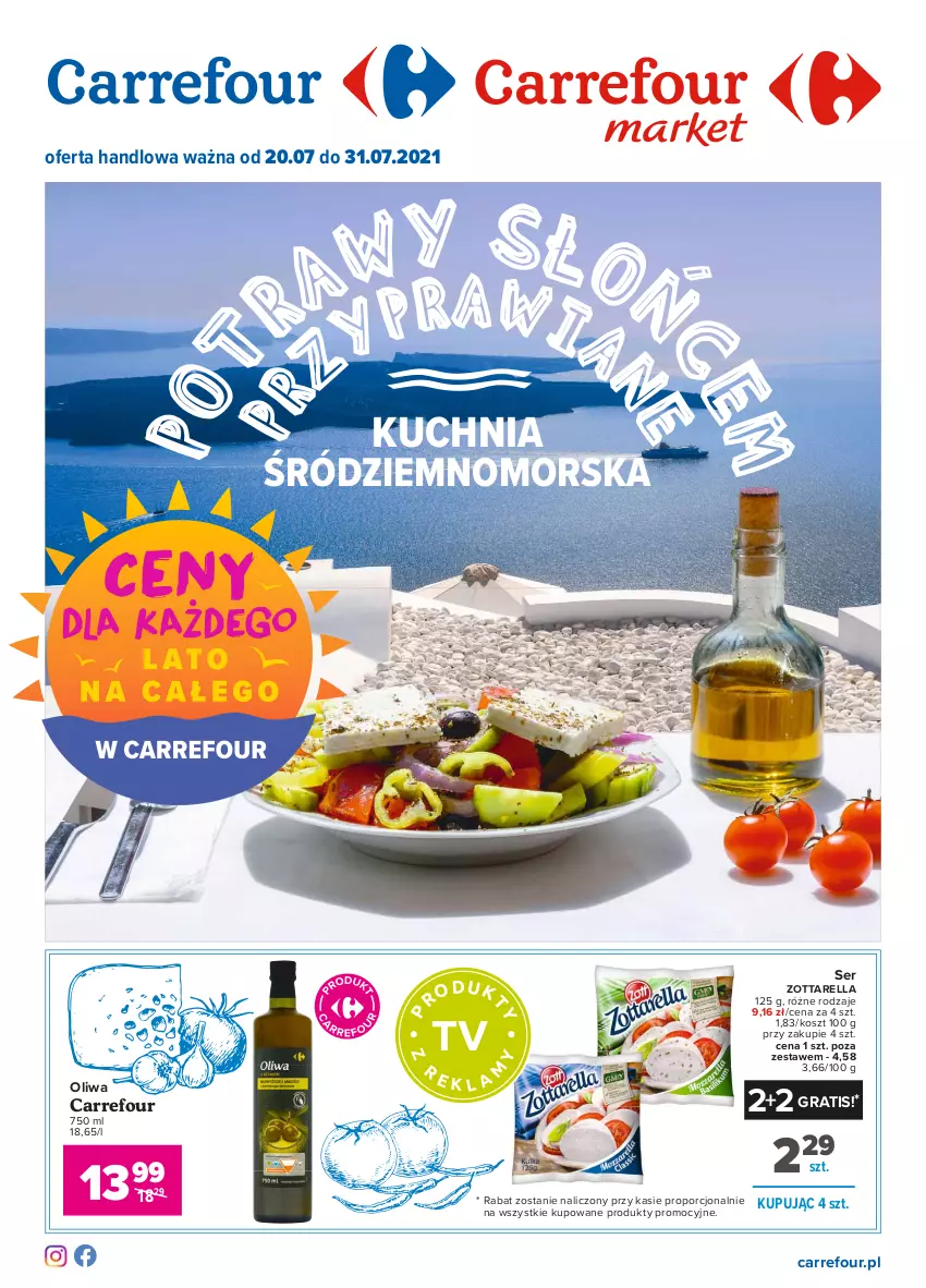 Gazetka promocyjna Carrefour - Gazetka Kuchnia śródziemnomorska - ważna 19.07 do 31.07.2021 - strona 1 - produkty: Gra, Kosz, Kuchnia, Por, Ser, Zott, Zottarella