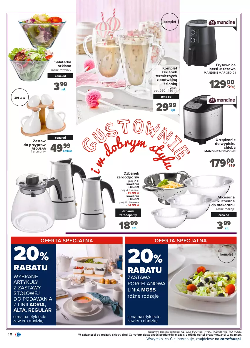 Gazetka promocyjna Carrefour - Gazetka Kuchnia śródziemnomorska - ważna 19.07 do 31.07.2021 - strona 18 - produkty: Chleb, Dzbanek, Kawiarka, LANA, Makaron, Por, Salaterka