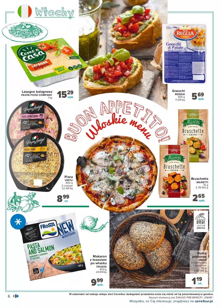 Gazetka promocyjna Carrefour - Gazetka Kuchnia śródziemnomorska - ważna 19.07 do 31.07.2021 - strona 6 - produkty: Bułka, Frosta, Gnocchi, Lasagne, Lasagne bolognese, Makaron, Pizza, Sezam, Sos, Virtu