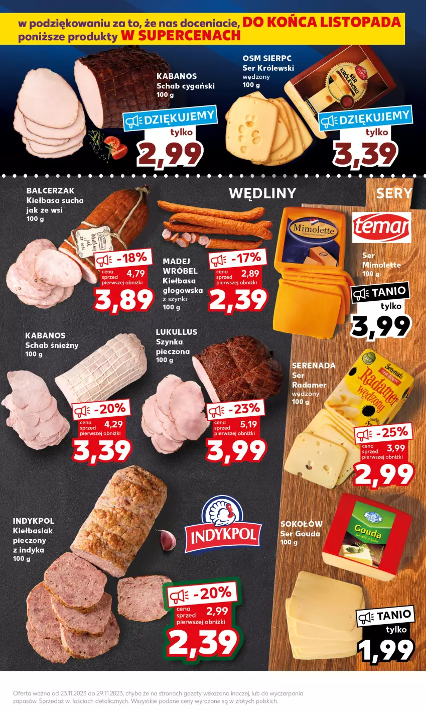 Gazetka promocyjna Kaufland - Mocny Start - ważna 27.11 do 29.11.2023 - strona 19 - produkty: Basia, Gouda, Jaja, Kabanos, Kiełbasa, Królewski, Piec, Radamer, Ser, Sok, Sokołów