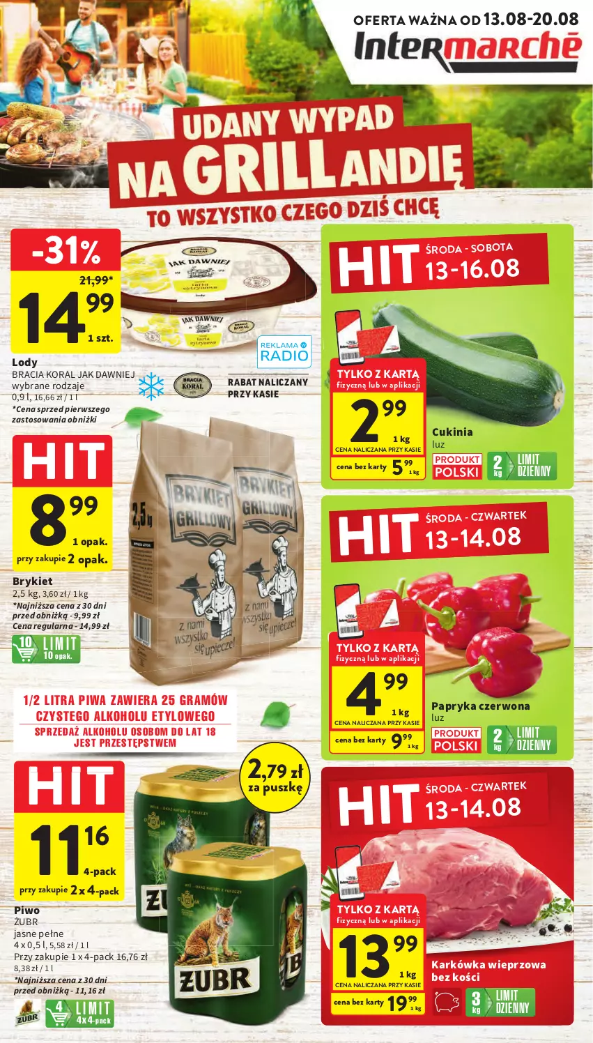 Gazetka promocyjna Intermarche - Gazetka Intermarche - ważna 13.08 do 20.08.2025 - strona 1 - produkty: Gra, Karkówka wieprzowa, Lody, Papryka, Papryka czerwona, Piwa, Piwo