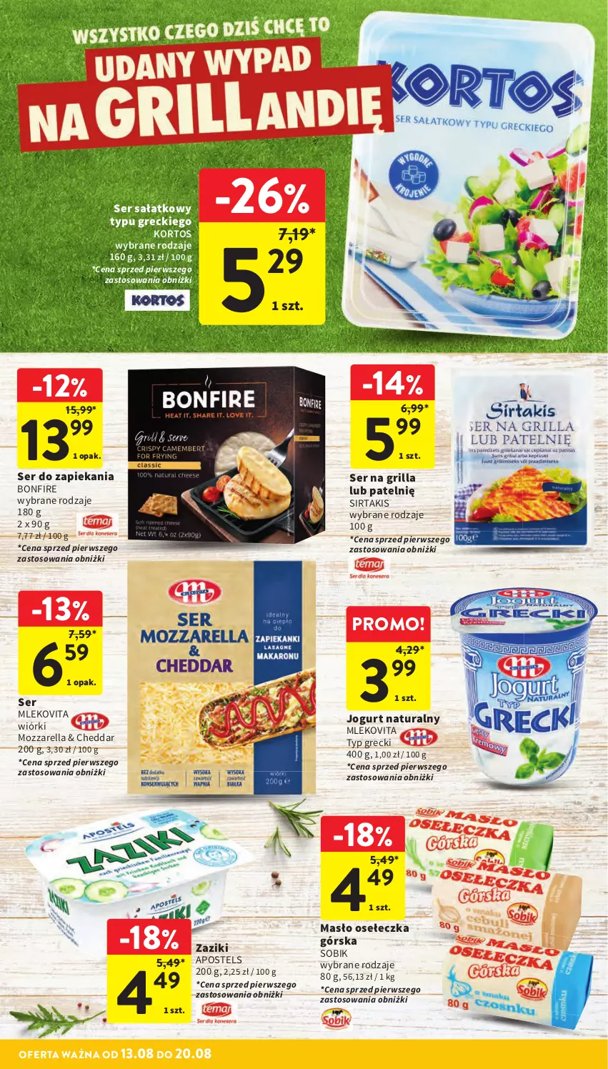Gazetka promocyjna Intermarche - Gazetka Intermarche - ważna 13.08 do 20.08.2025 - strona 12 - produkty: Cheddar, Grill, Jogurt, Jogurt naturalny, Masło, Mleko, Mlekovita, Mozzarella, Sałat, Ser