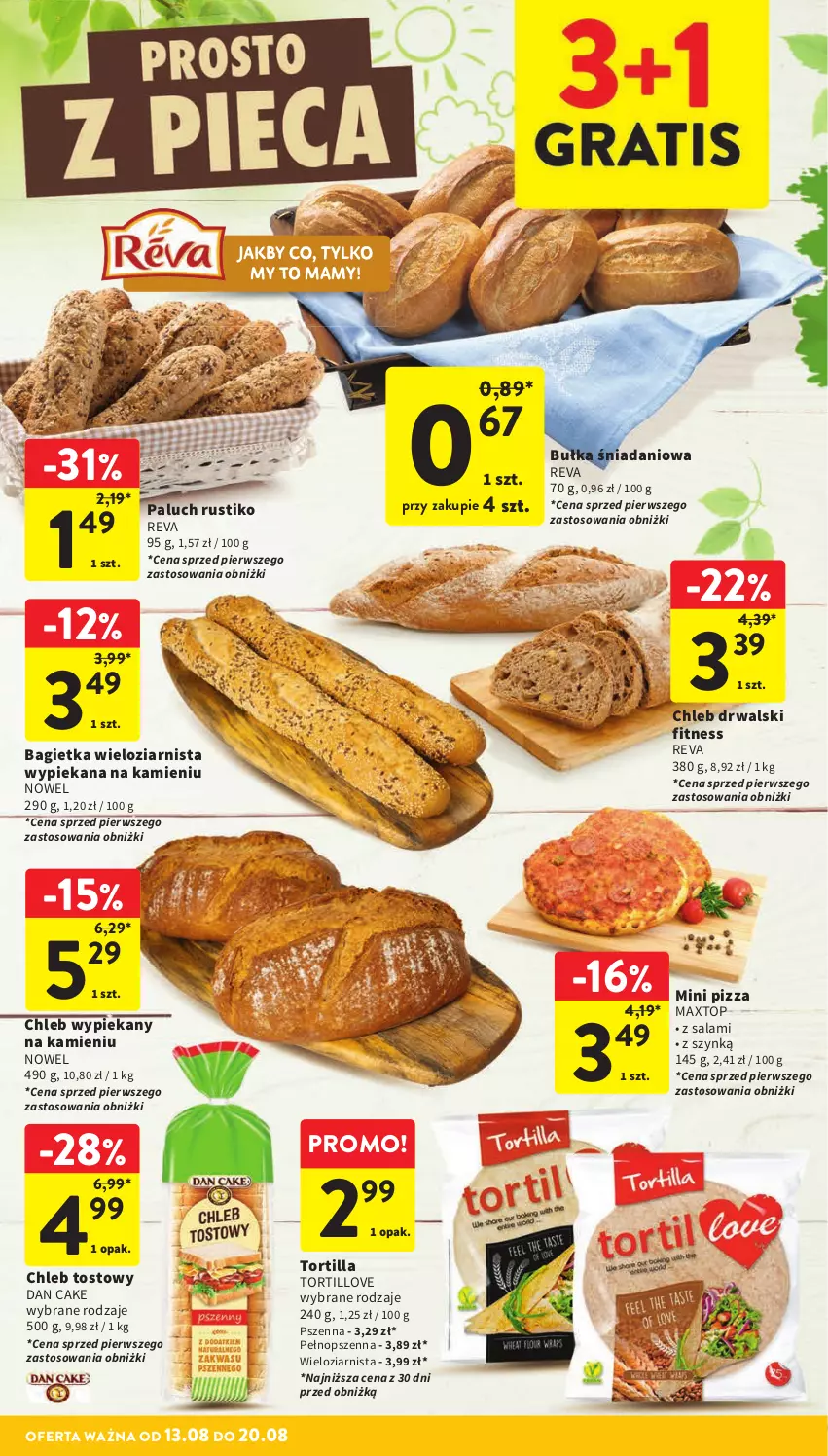 Gazetka promocyjna Intermarche - Gazetka Intermarche - ważna 13.08 do 20.08.2025 - strona 22 - produkty: Bagietka, Bułka, Chleb, Chleb tostowy, Dan Cake, Danio, Pizza, Rust, Salami, Top, Tortilla