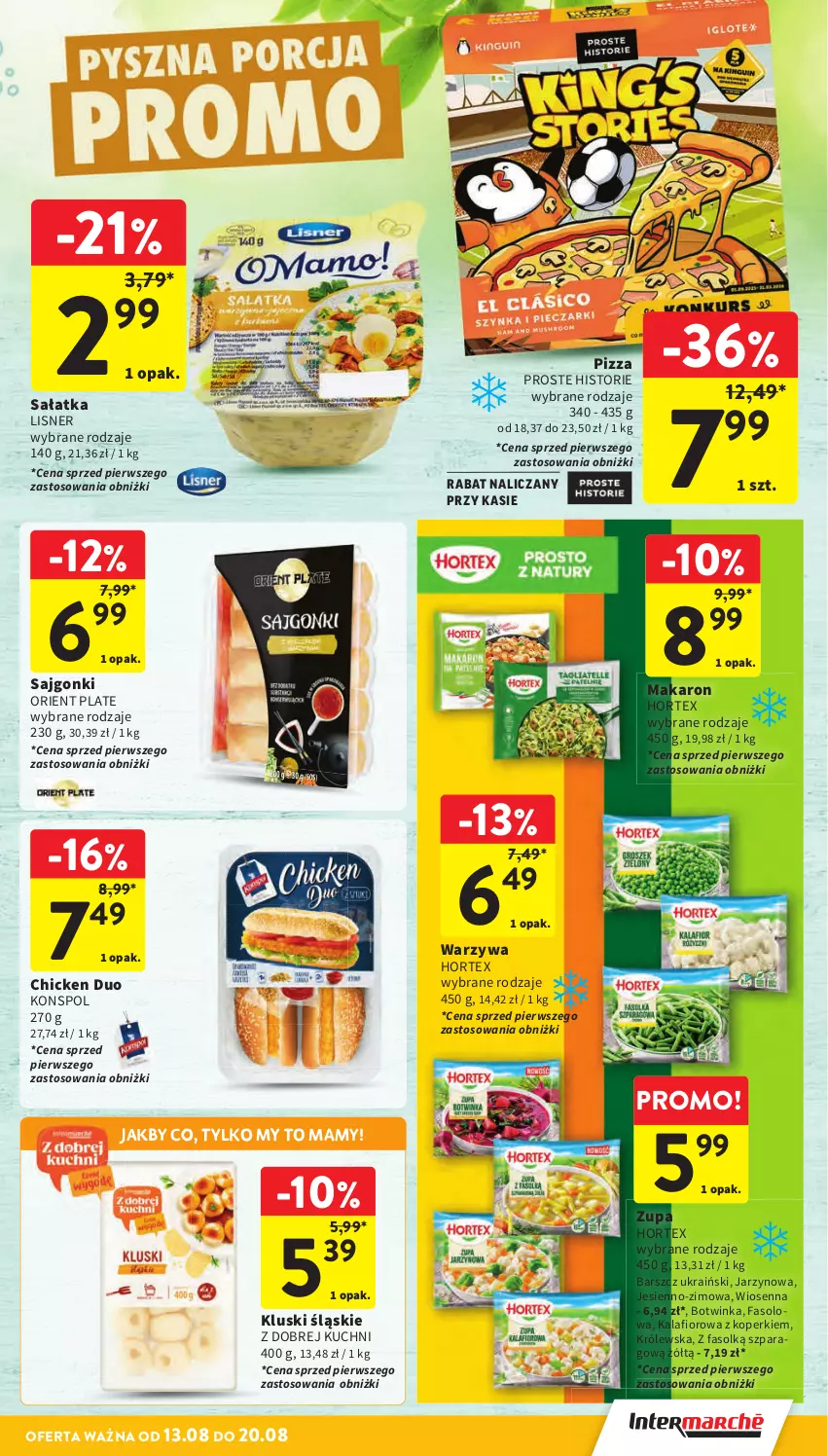 Gazetka promocyjna Intermarche - Gazetka Intermarche - ważna 13.08 do 20.08.2025 - strona 29 - produkty: Fa, Hortex, Inka, Kalafior, Lisner, Makaron, Pizza, Sajgonki, Sałat, Sałatka, Warzywa, Zupa