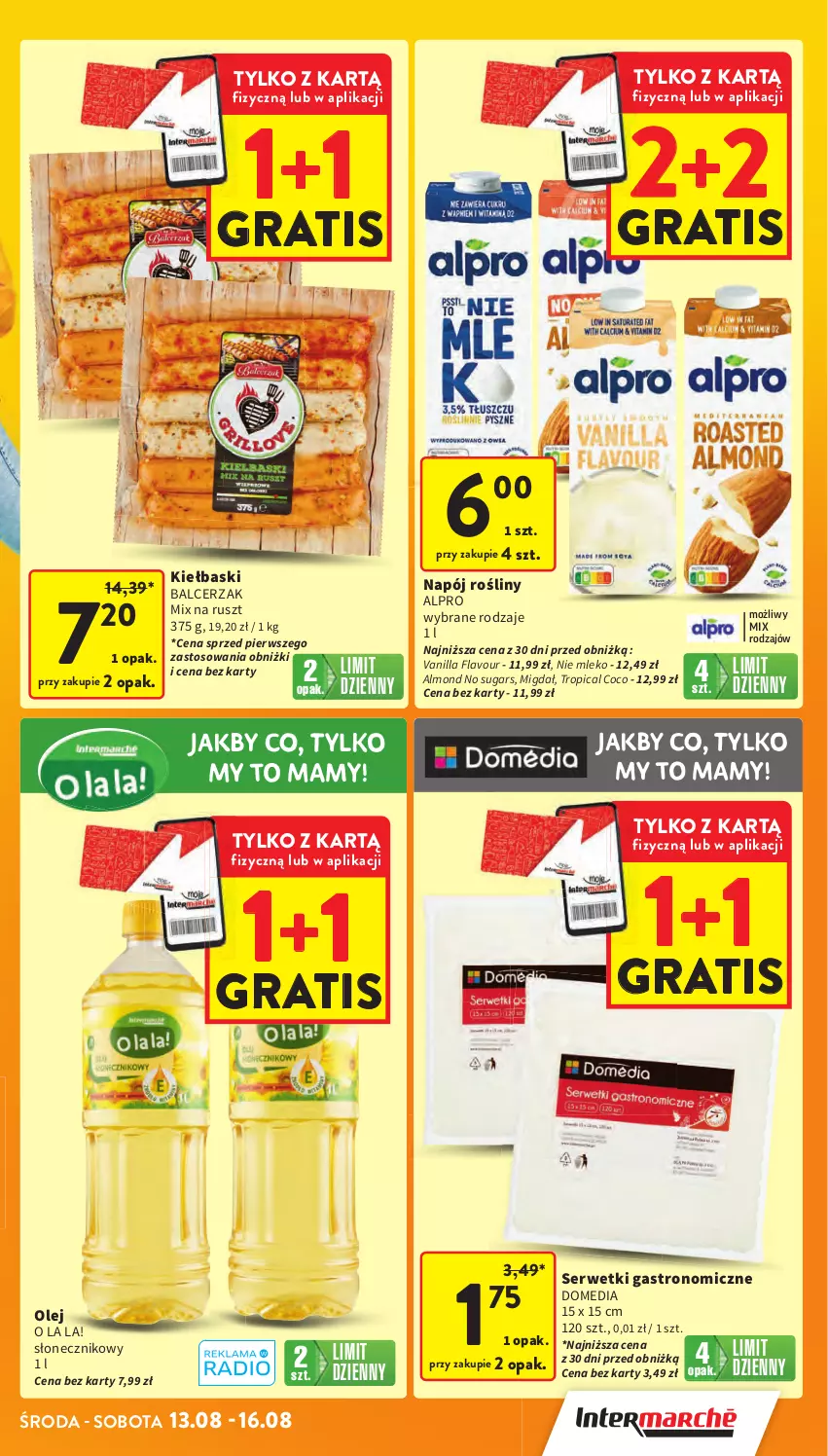 Gazetka promocyjna Intermarche - Gazetka Intermarche - ważna 13.08 do 20.08.2025 - strona 3 - produkty: Alpro, Gra, Mleko, Napój, Olej, Ser, Serwetki, Tropical