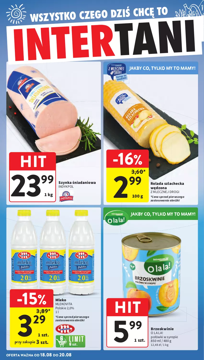 Gazetka promocyjna Intermarche - Gazetka Intermarche - ważna 13.08 do 20.08.2025 - strona 44 - produkty: Brzoskwinie, Danio, Mleko, Mlekovita, Rolada, Syrop, Szynka
