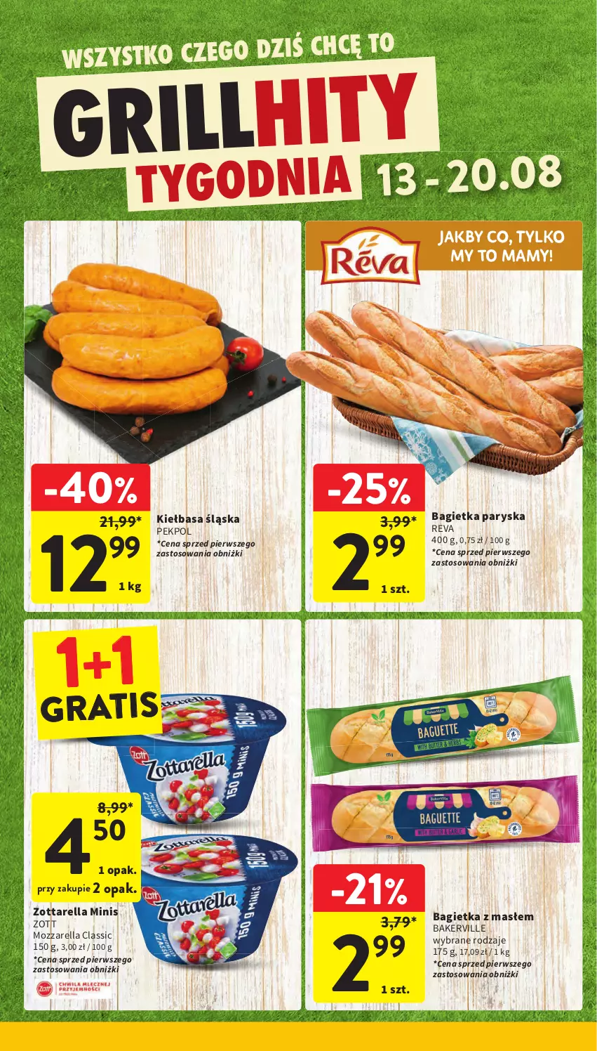 Gazetka promocyjna Intermarche - Gazetka Intermarche - ważna 13.08 do 20.08.2025 - strona 6 - produkty: Bagietka, Gra, Kiełbasa, Kiełbasa śląska, Mozzarella, Pekpol, Zott, Zottarella