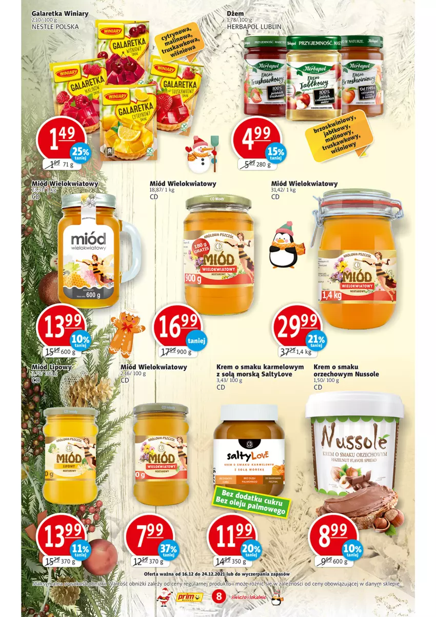 Gazetka promocyjna Prim Market - Gazetka - ważna 16.12 do 24.12.2021 - strona 8 - produkty: Dżem, Gala, Galaretka, Miód, Winiary