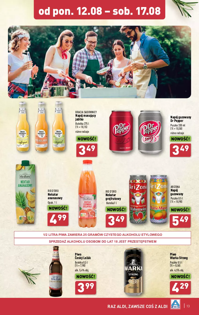 Gazetka promocyjna Aldi - Pełna oferta - ważna 12.08 do 17.08.2024 - strona 13 - produkty: Ananas, Gra, Mus, Napój, Napój gazowany, Napój musujący, Piwa, Piwo, Warka