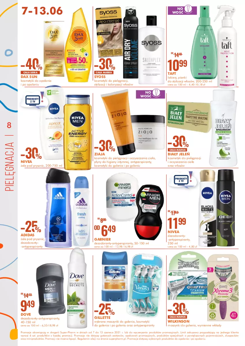 Gazetka promocyjna Super Pharm - Gazetka - ważna 07.06 do 13.06.2021 - strona 8 - produkty: Antyperspirant, Dezodorant, Garnier, Gillette, Kosmetyki do pielęgnacji, Lakier, Nivea, Ser, Syoss