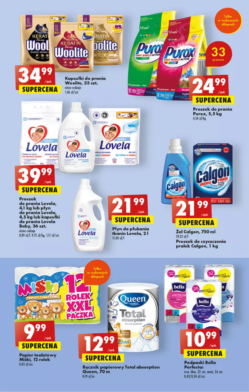 Gazetka promocyjna Biedronka - ważna 30.03 do 05.04.2023 - strona 55 - produkty: Bell, Bella, Calgon, Kapsułki do prania, LG, Lovela, Papier, Papier toaletowy, Płyn do płukania, Podpaski, Pur, Rama, Ręcznik