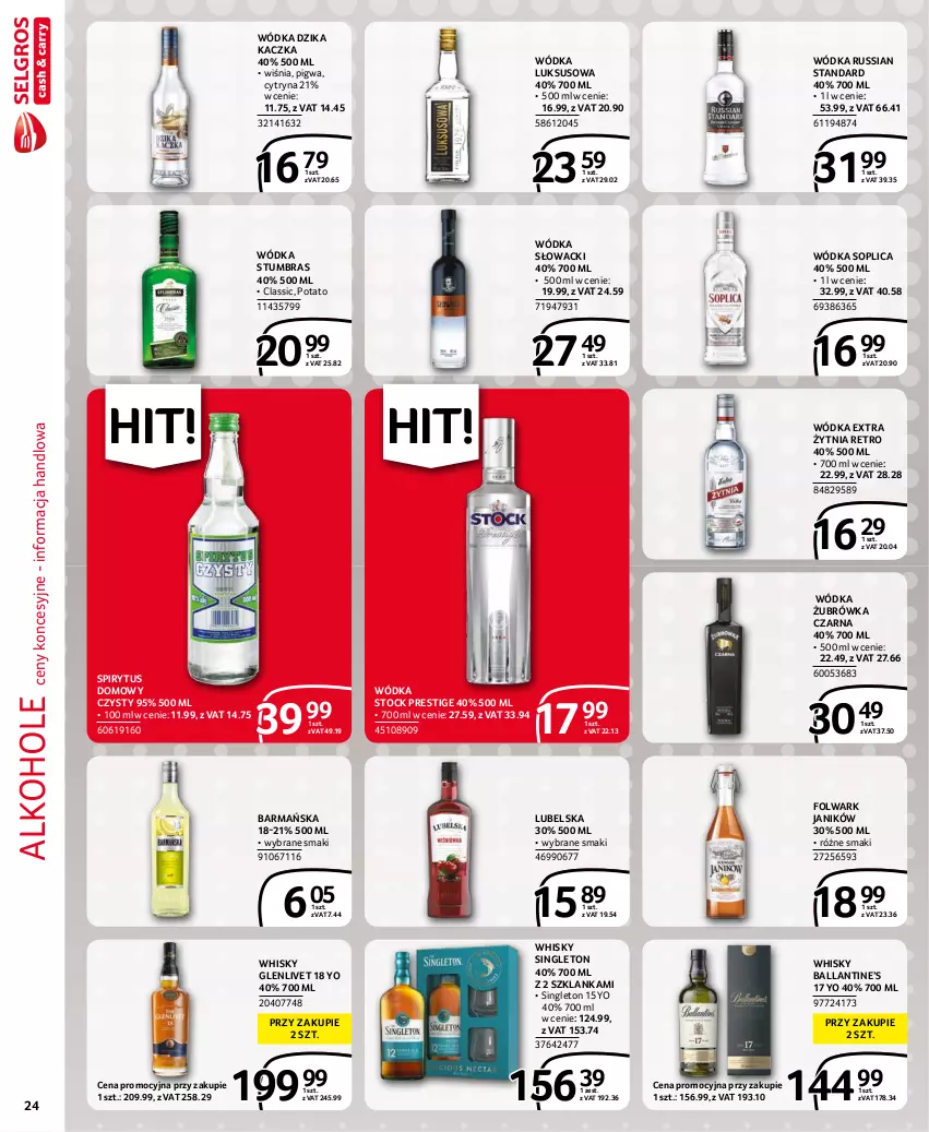 Gazetka promocyjna Selgros - Extra Oferta - ważna 01.09 do 30.09.2021 - strona 24 - produkty: Alkohole, Kaczka, Soplica, Stock, Szklanka, Whisky, Wódka