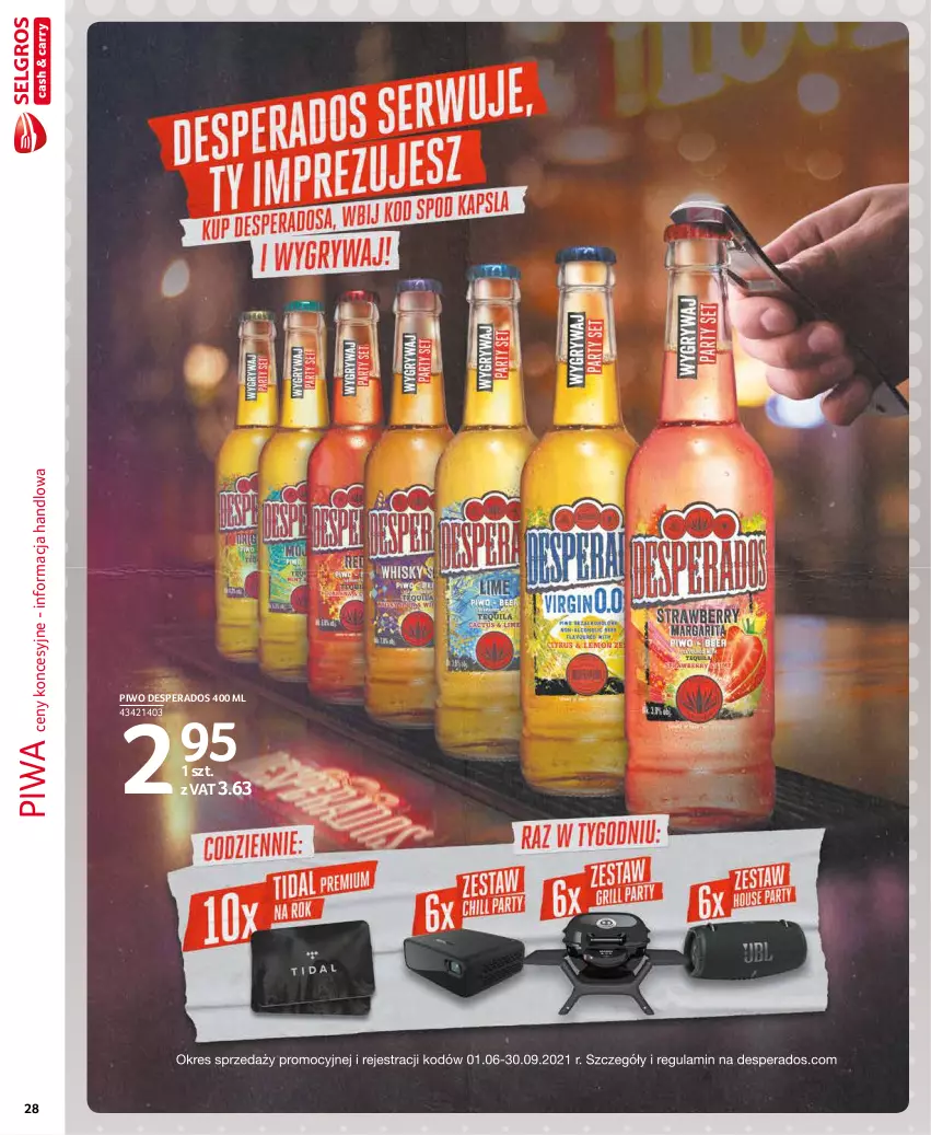 Gazetka promocyjna Selgros - Extra Oferta - ważna 01.09 do 30.09.2021 - strona 28 - produkty: Desperados, Piwa, Piwo